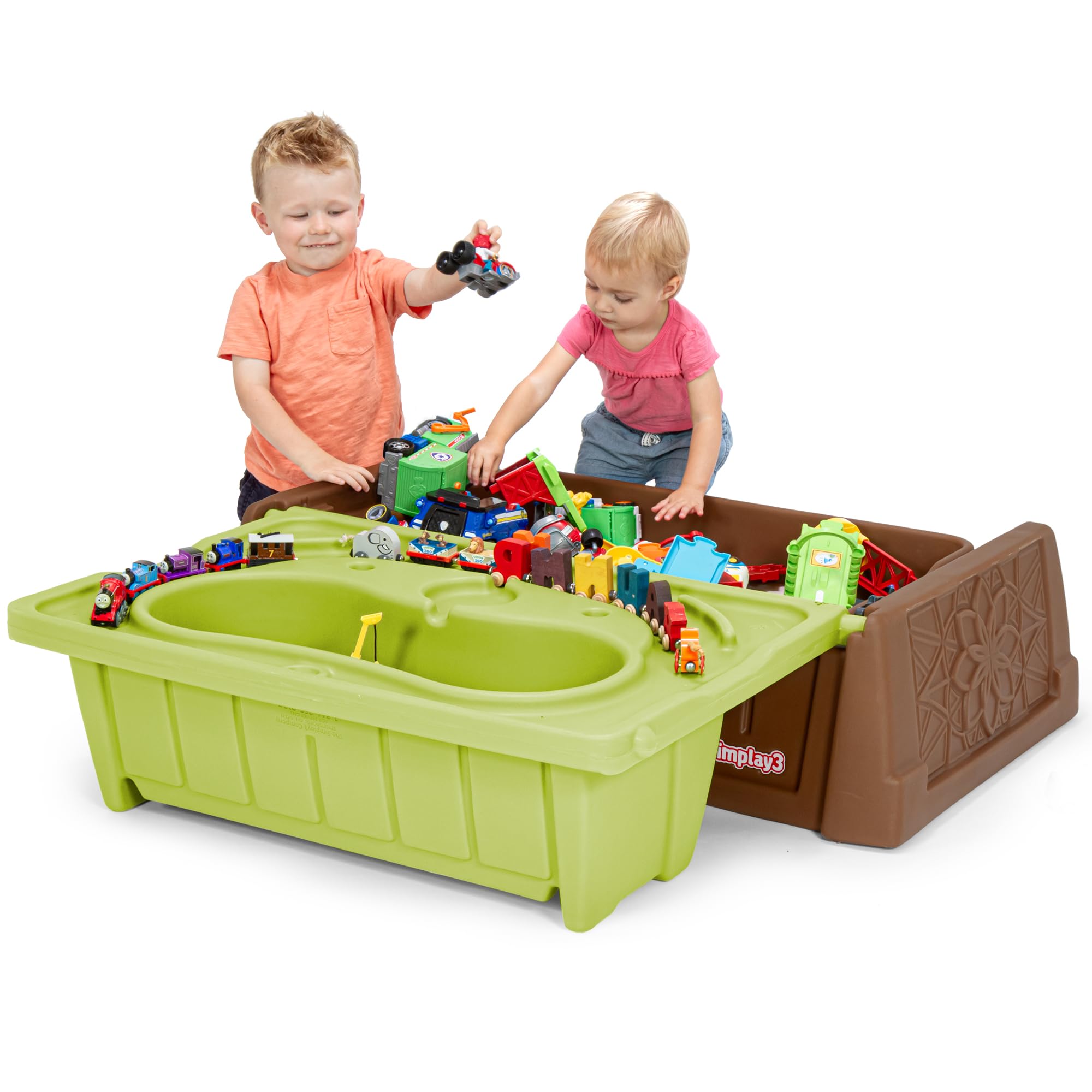 Simplay3 Kids Bench Sand and Water, 2-in-1 Sand and Water Table with Outdoor Storage, Tan