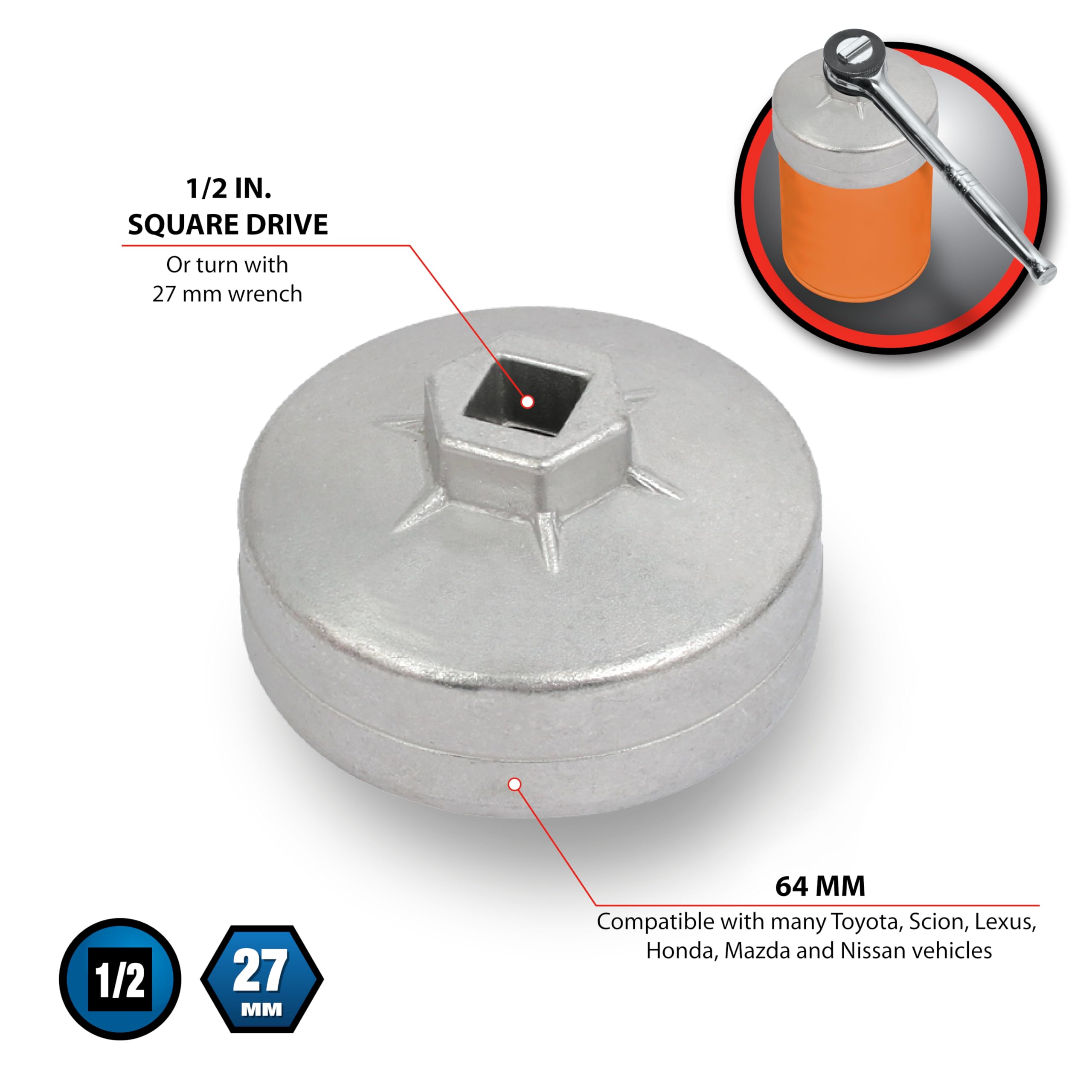 C28128 Performance Tool 64mm Cap Filter Wrench