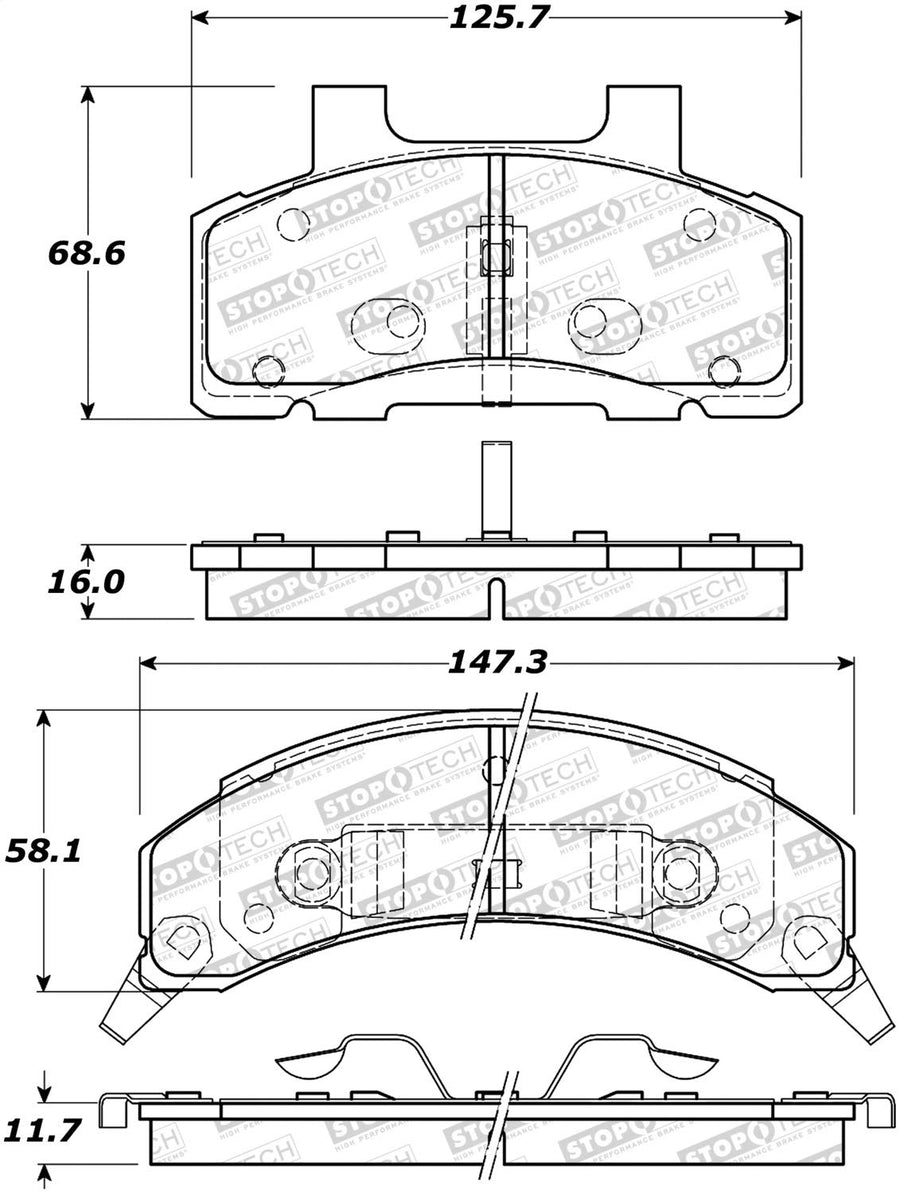 Front StopTech 308.02150 Brake Pads with Shims and Hardware Street