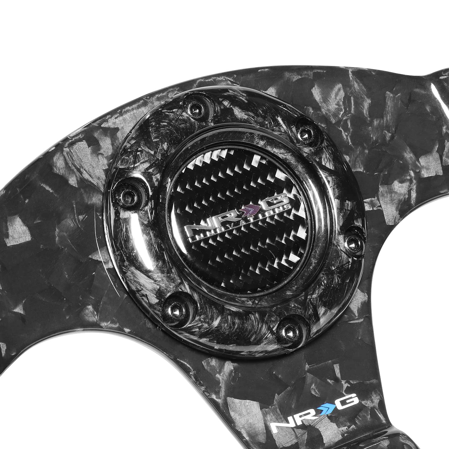 NRG Innovations Carbon Fiber Steering Wheel NRG-ST-009FC-BK Shinny Black Forged 320mm, 3 Spoke Flat Bottom Wheel
