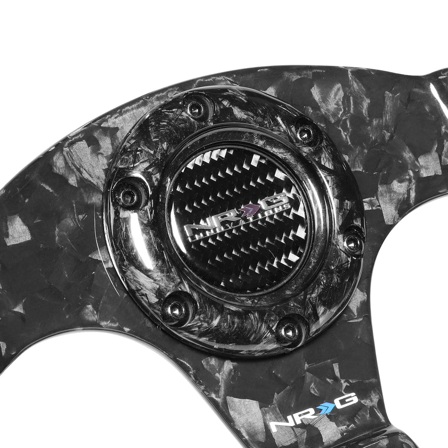 NRG Innovations Carbon Fiber Steering Wheel NRG-ST-009FC-BK Shinny Black Forged 320mm, 3 Spoke Flat Bottom Wheel