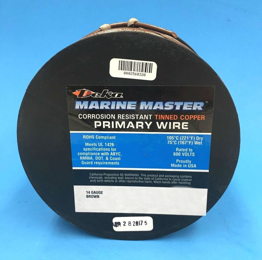 Marine Tinned Copper DEKA 14AWG Brown Boat Stranded Wire 100 Feet Made in USA