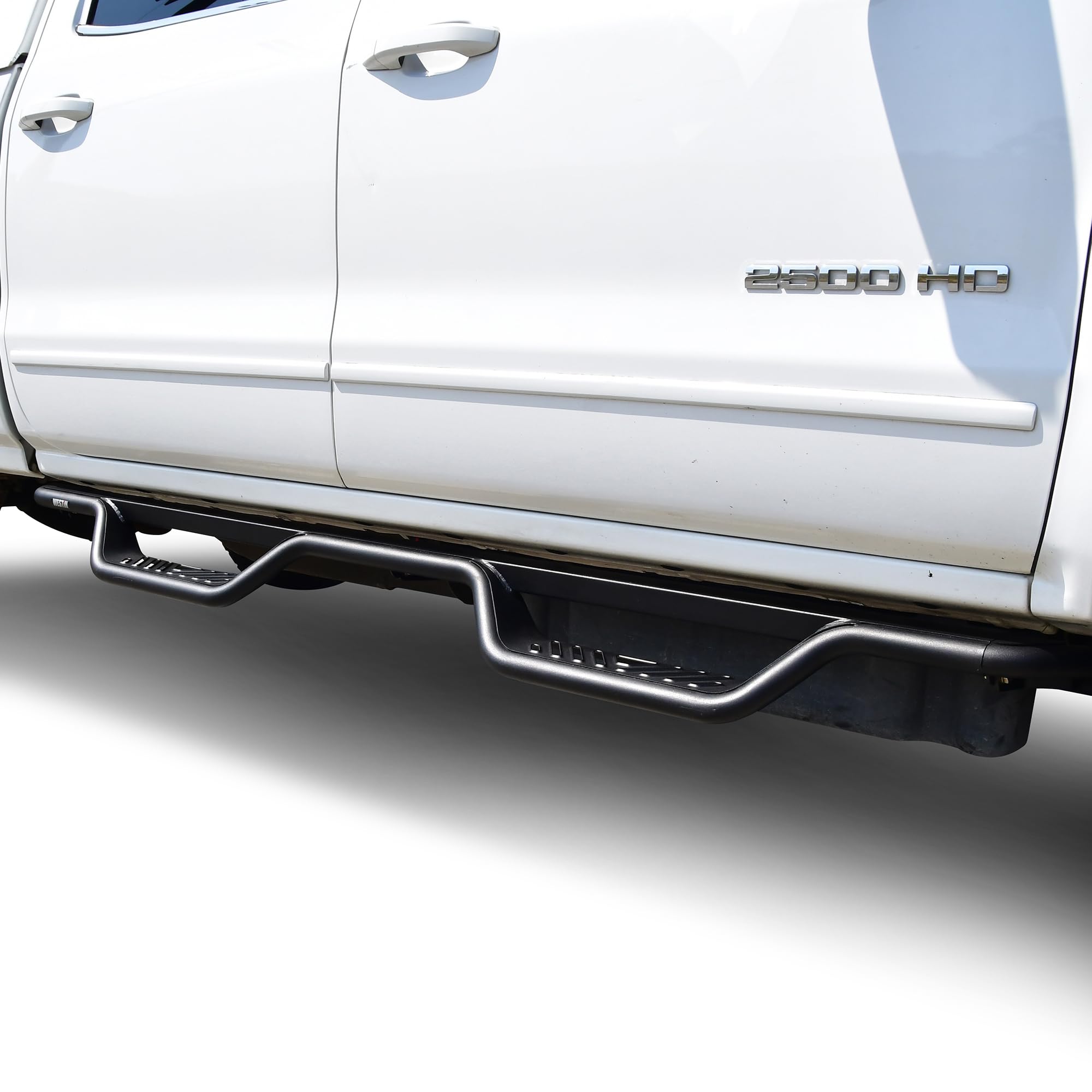 Outlaw Drop Nerf Step Bars Westin fits 2004-2013 Silverado Sierra 1500 2001-2019 2500 3500 Crew Cab (Body Mount) Textured Black 1 Pair
