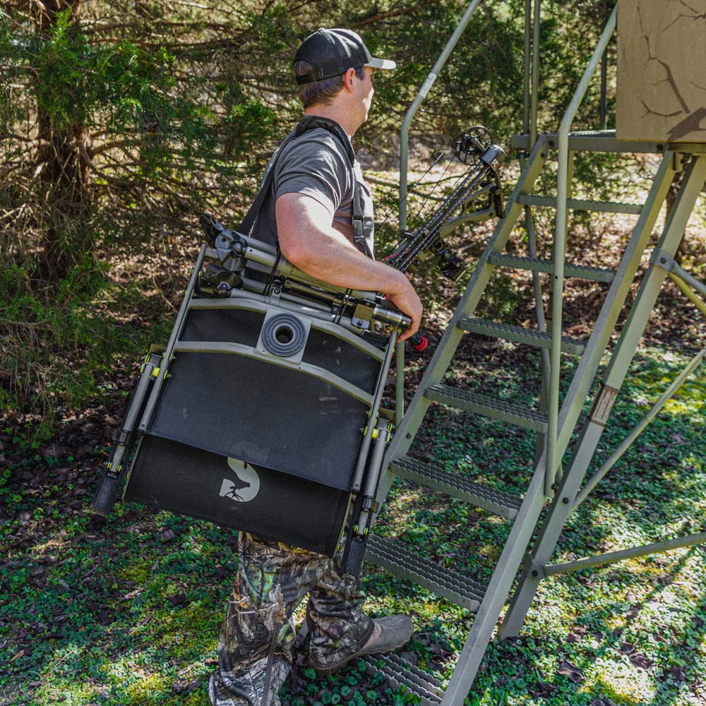 Shooting Chair Summit Treestands | Ideal Hunting Chair for Blinds | Wide Feet for Uneven Ground or Mud, Black (SU88023)