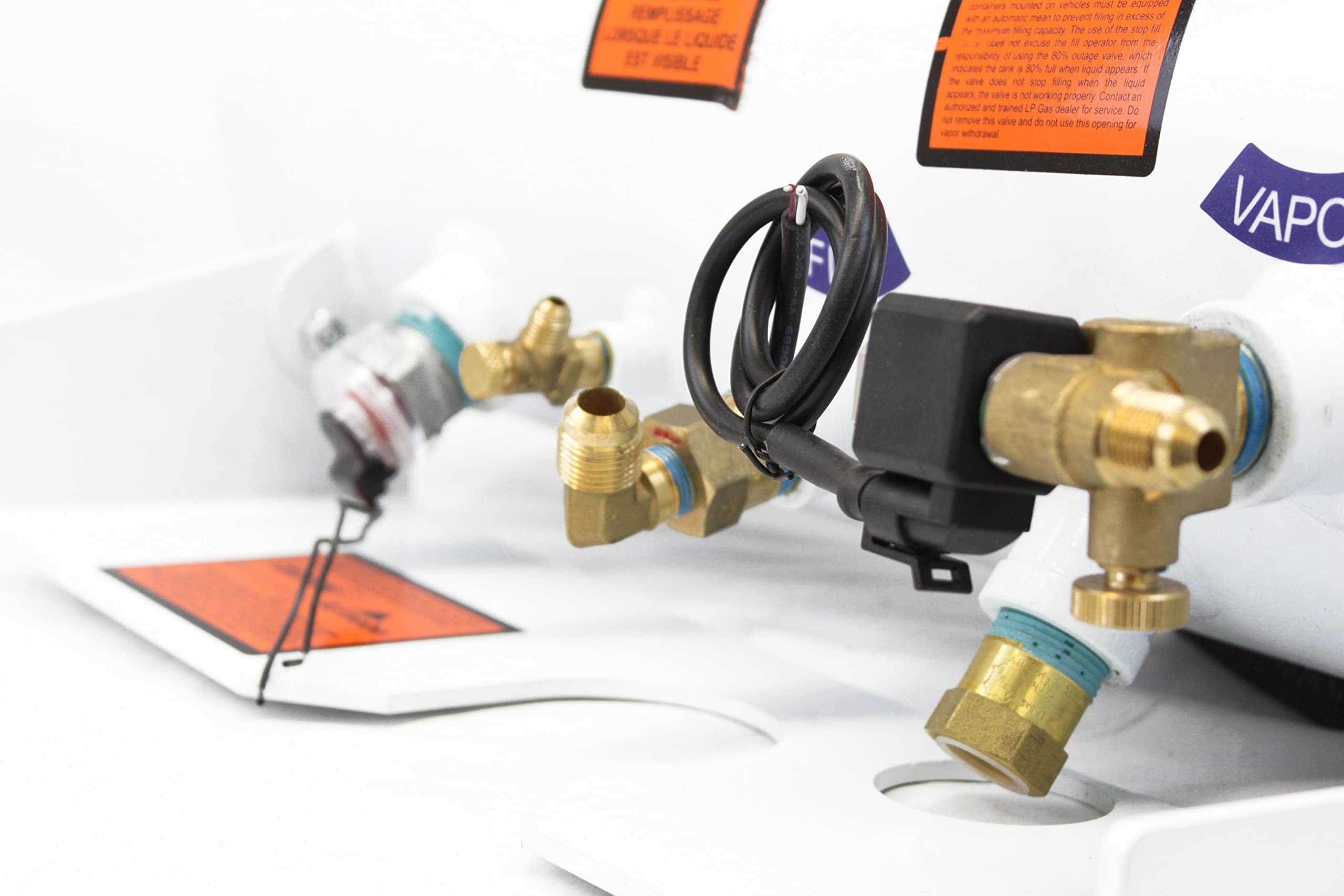 5.9 Gallon Flame King ASME Horizontal Steel Propane Tank with Remote Fill and Bleeder Fittings, Pressure Relief Valve, and Solenoid Service Valve