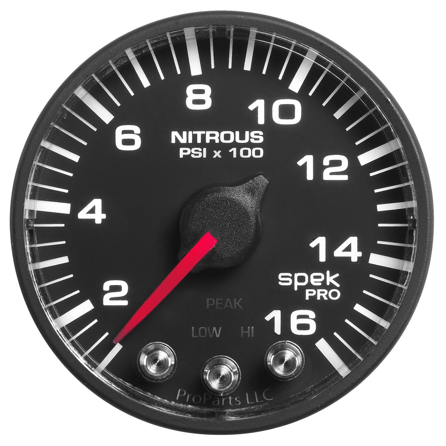 Nitrous Press AutoMeter P320328 Gauge (Spek-Pro 2 1/16", 1600Psi, Stepper Motorwith Peak & Warn, Blk/Blk, Spek-Pro)