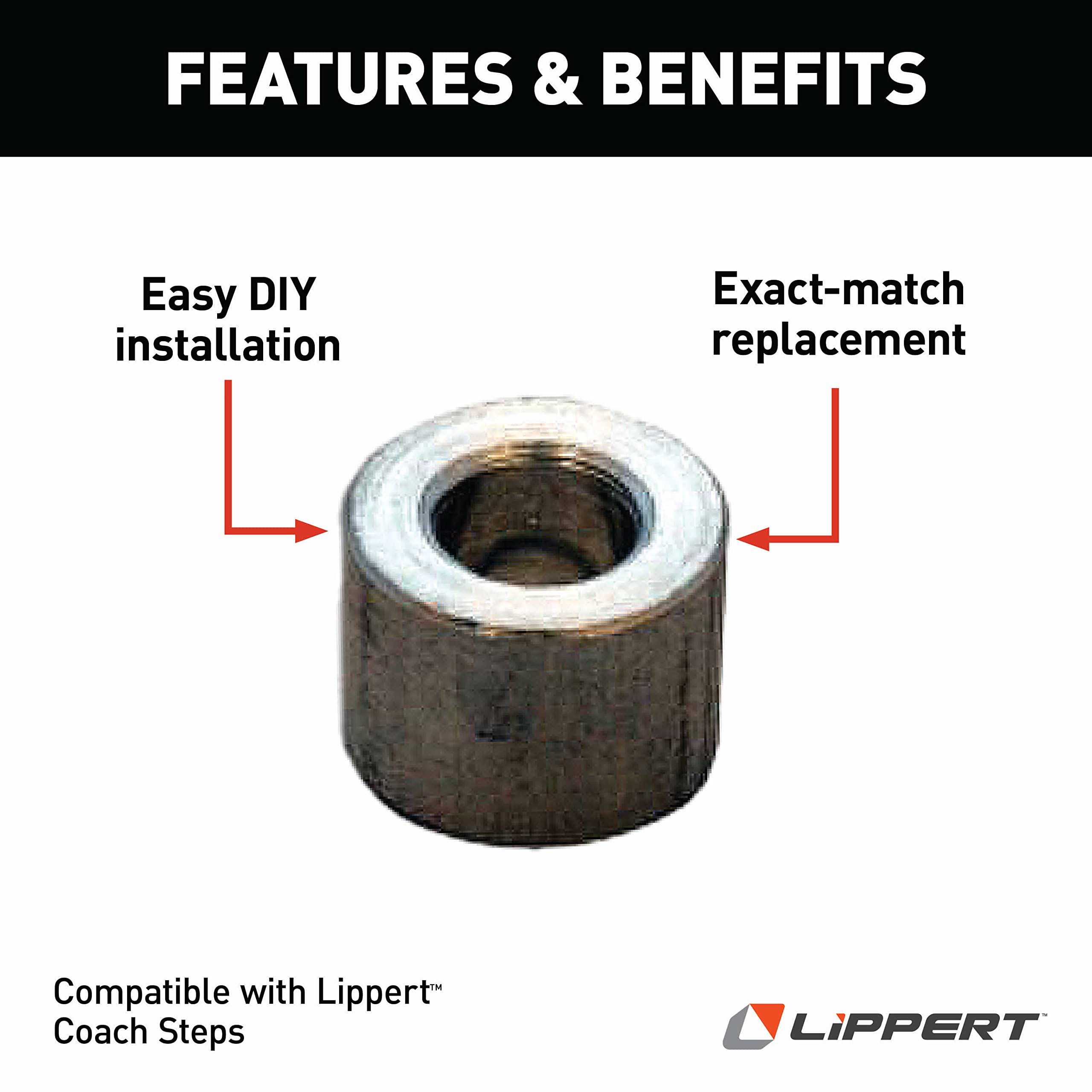 Lippert Replacement Coach Step Spacer with 1/2" Outer Diameter x 1/4" Inner Diameter for Electric RV Step Assemblies - 128958