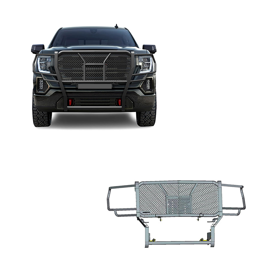 Heavy Duty Black Horse Rugged Grille Brush Bumper Guard Modular Black Compatible with 2019-2021 GMC Sierra 1500-RU-GMSI19-B