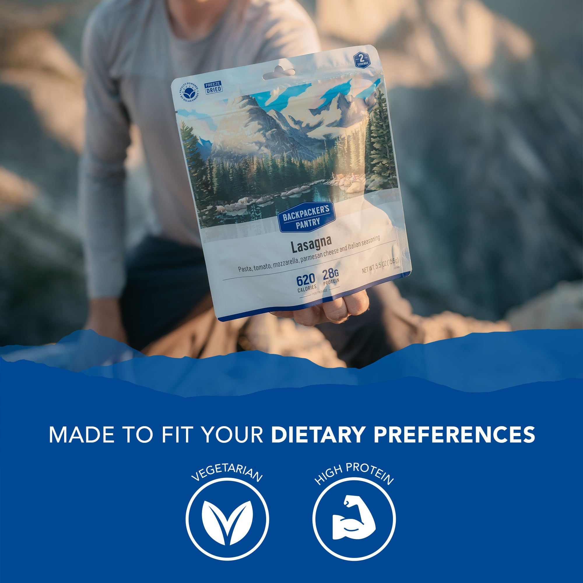 Lasagna Backpacker's Pantry - Freeze Dried Camping & Backpacking Food - Emergency Food - 28 Grams of Protein, Vegetarian - 1 Count