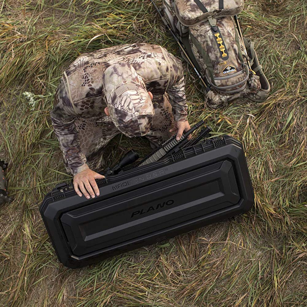 42” Plano All Weather Tactical Gun Case with Wheels, Black with Pluck-to-Fit Foam, Watertight & Dust-Proof Shield Protection, TSA Airline Approved for Travel