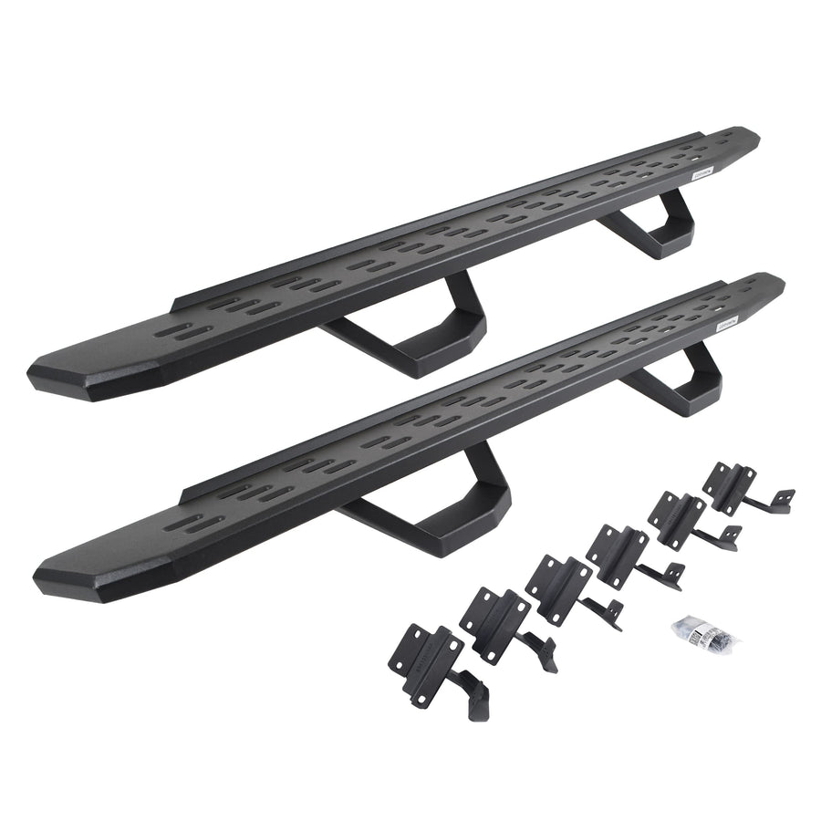 Go Rhino RB30 Running Boards, & Brackets, 2 Pair of Drop Steps | Galvanized Steel, Textured Black | 6961778020PC | Fits 2015-2024 Ford F-150 Super Cab Pickup & Others (See Description)