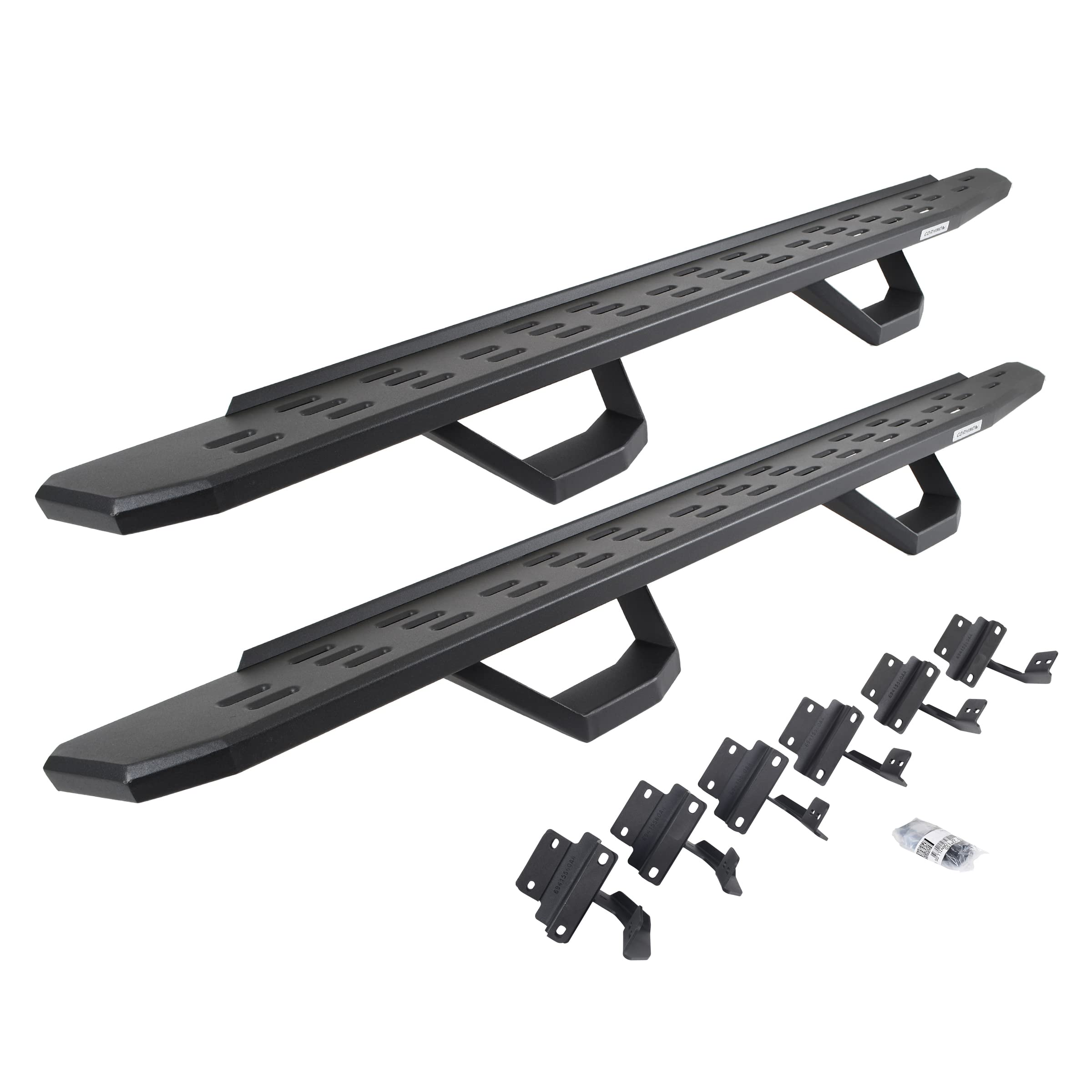 Go Rhino Running Boards RB30, Brackets, & 2 Pair of Drop Steps | Galvanized Steel, Protective Bedliner Coating | 6964158020T | Fits 2007-2021 Toyota Tundra Double Cab Pickup
