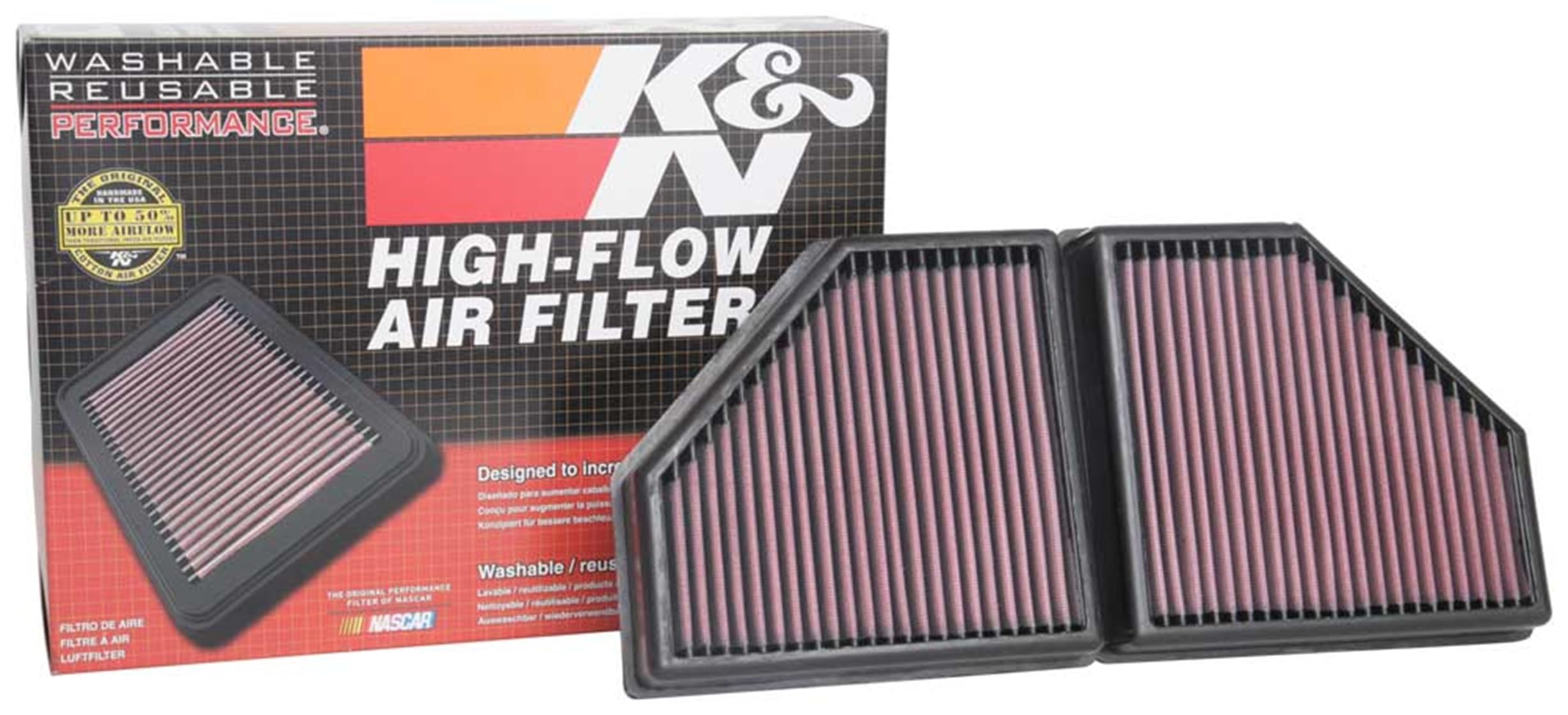 High-Flow K&N Original Lifetime Engine Air Filter: Increase Power: Premium, Washable: Compatible with 2016-2019 BMW: 750i, Alpine B7, X7, 33-5086