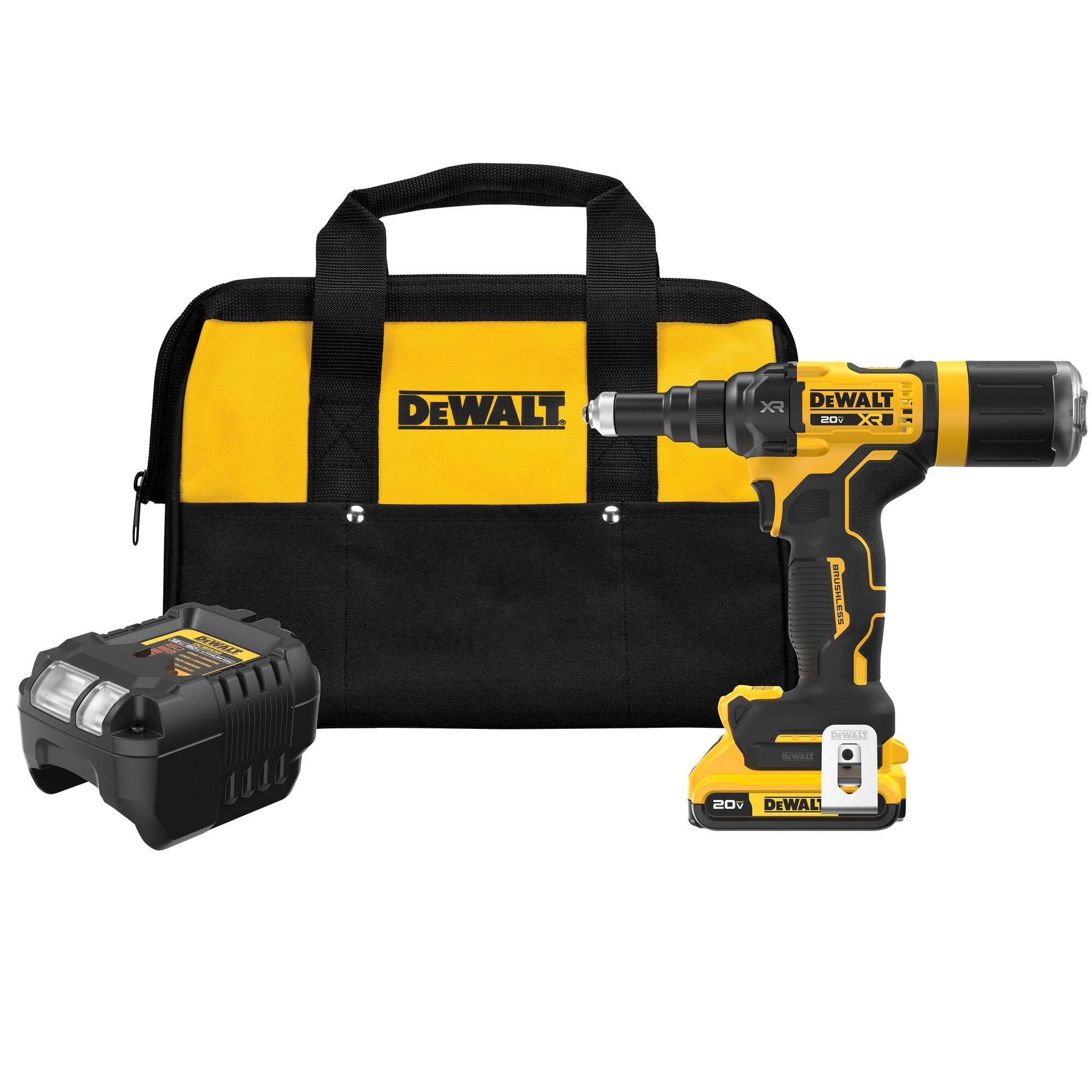 20V MAX XR DEWALT Cordless Rivet Tool, 3/16", Battery and Charger Included (DCF403D1)