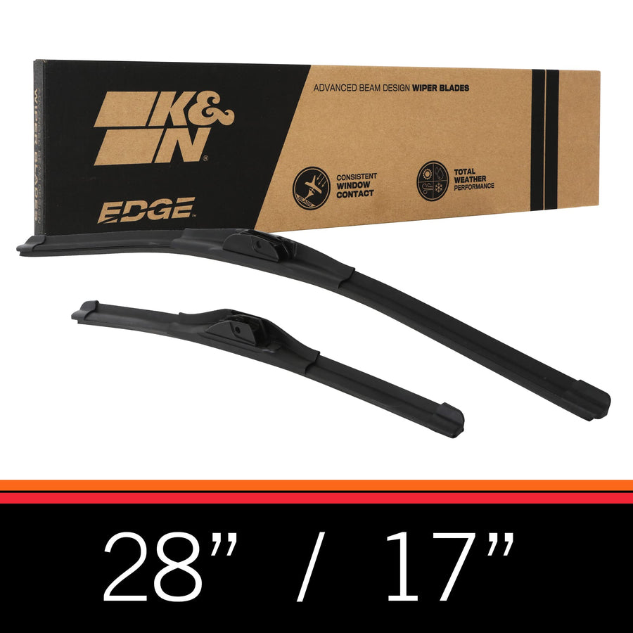 Windshield Wipers K&N EDGE: All Weather Performance, Superior Wiper Blades to Windshield Contact, Streak-Free Wipe Technology: 28 Inch + 17 Inch Wiper Blades (Pack of 2)