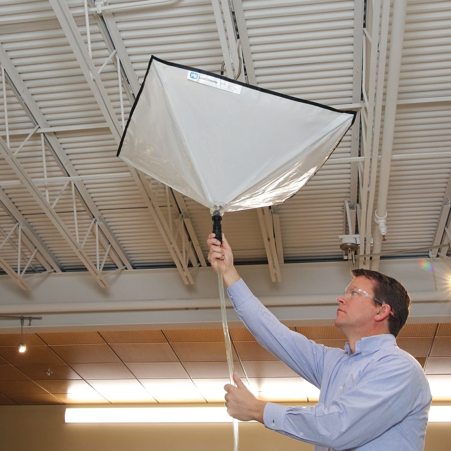 PIG Umbrella-Style Roof Leak Diverter Tarp Kit - 30" x 30" - Translucent - TLS461-TR