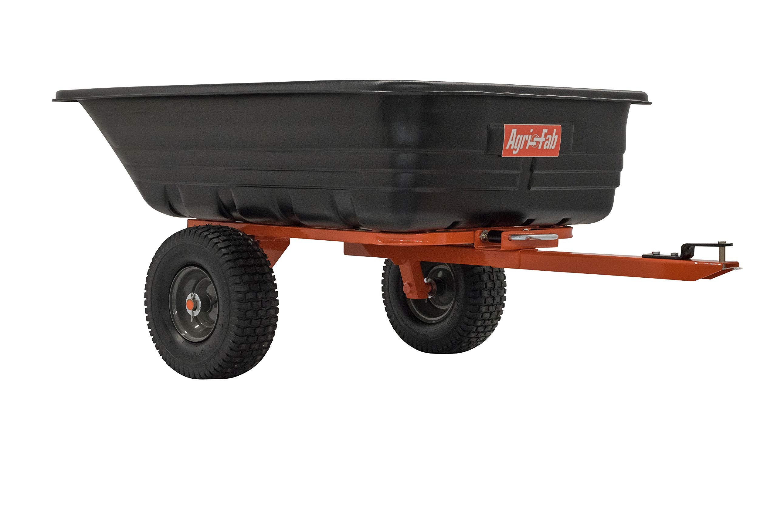 Tow Behind Agri-Fab 45-0552 700 lbs Poly Dump/Swivel Cart, 12 CU. FT. Capacity; Lawn & Garden Cart/Trailer for Lawn Mowers, 15" Pneumatics Tires, Easy to Use Hand Dumping Mechanism