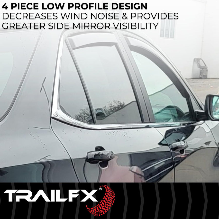 TrailFX Window Vents Smoked Fits Chevrolet Equinox 2018-2024 in-Channel 4-Piece Low Profile Acrylic Rainguard Set TrailFX 4634IC