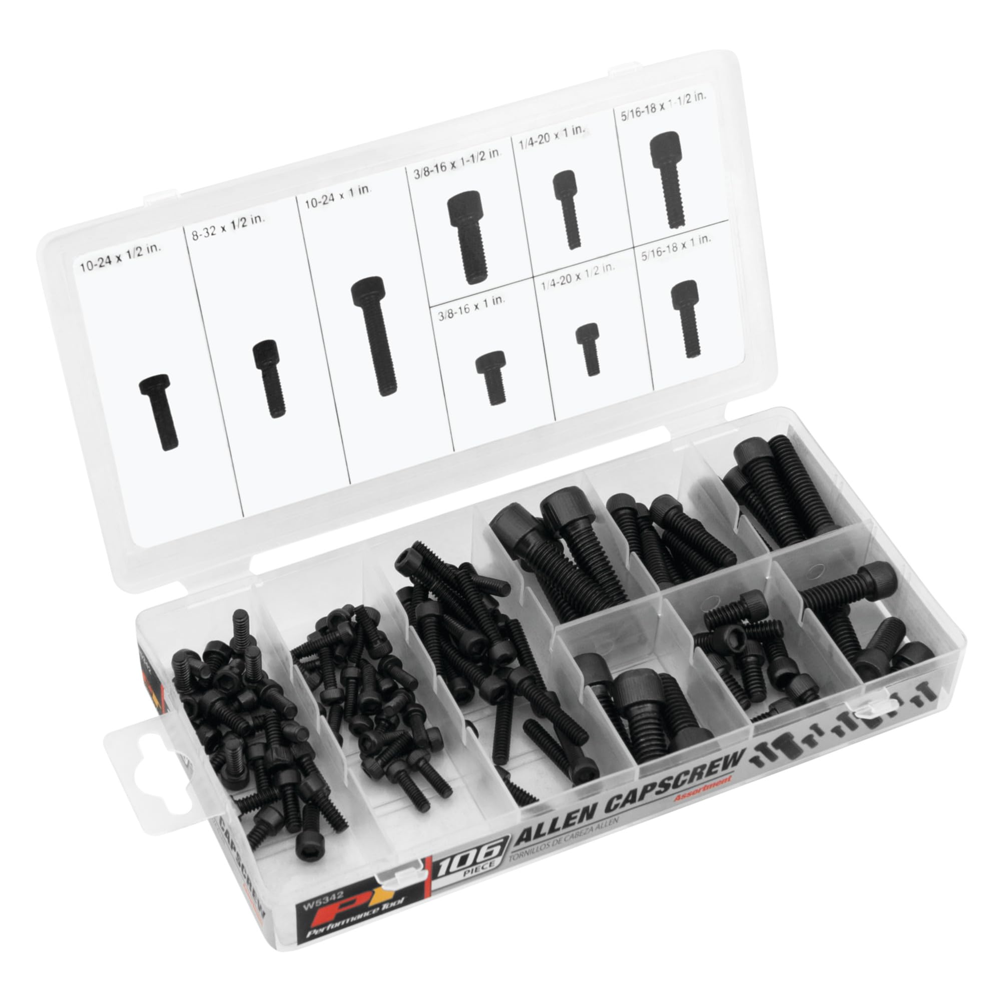 W5342 Performance Tool 106pc Allen Cap Screw Assortment With Case