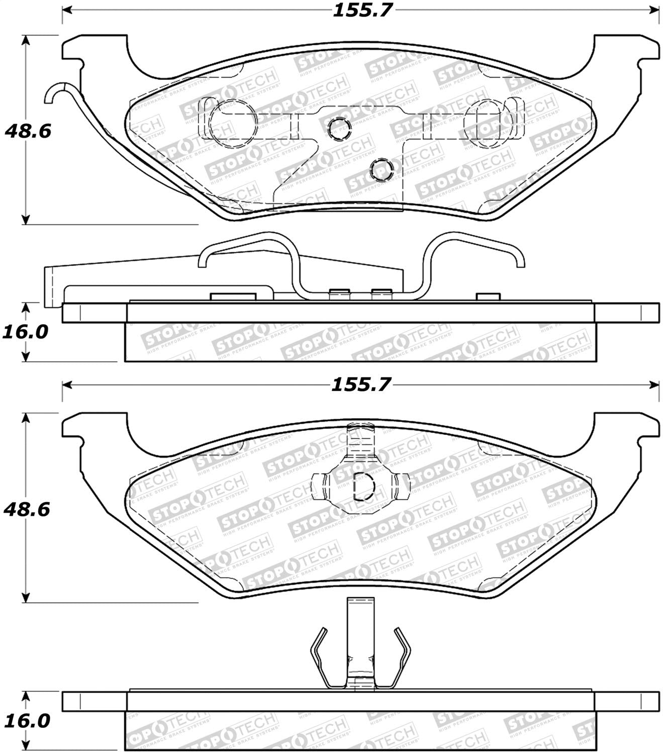 Rear StopTech 308.06620 Brake Pads with Shims and Hardware Street