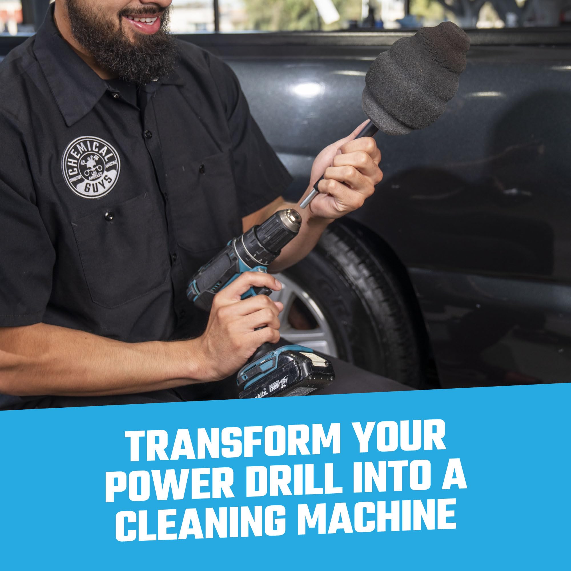 Ball Buster Chemical Guys Wheel and Rim Polisher System - Drill Attachment for Safe and Easy Cleaning of Wheels, Rims, and Hard-to-Reach Areas on Cars, Trucks, SUVs, RVs, and Motorcycles