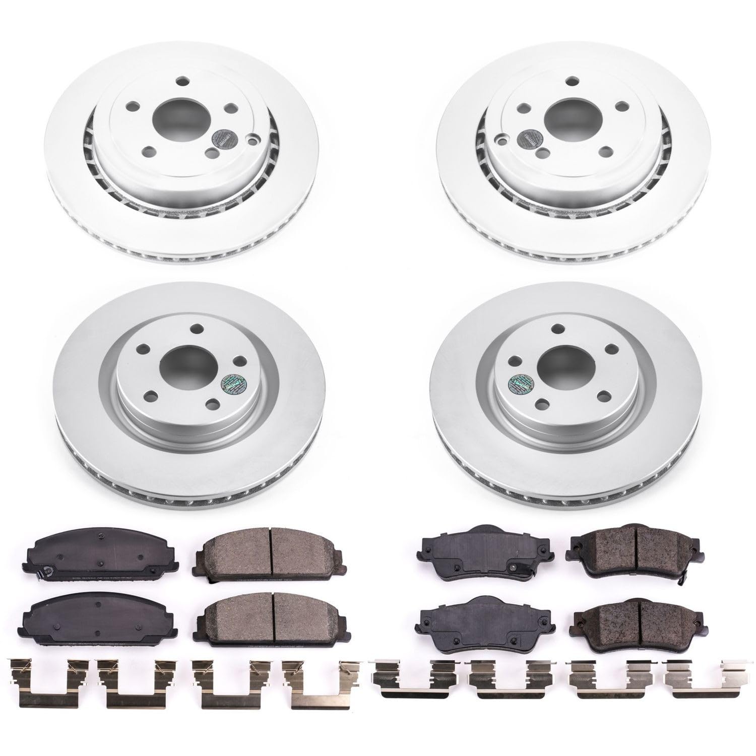 Power Stop CRK5530 Coated Brake Rotors and Z17 Front and Rear Brake Pads Kit For Pontiac G8 2008-2009 [Model Specific]