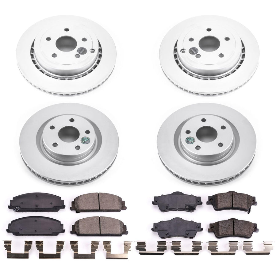 Power Stop CRK5530 Coated Brake Rotors and Z17 Front and Rear Brake Pads Kit For Pontiac G8 2008-2009 [Model Specific]