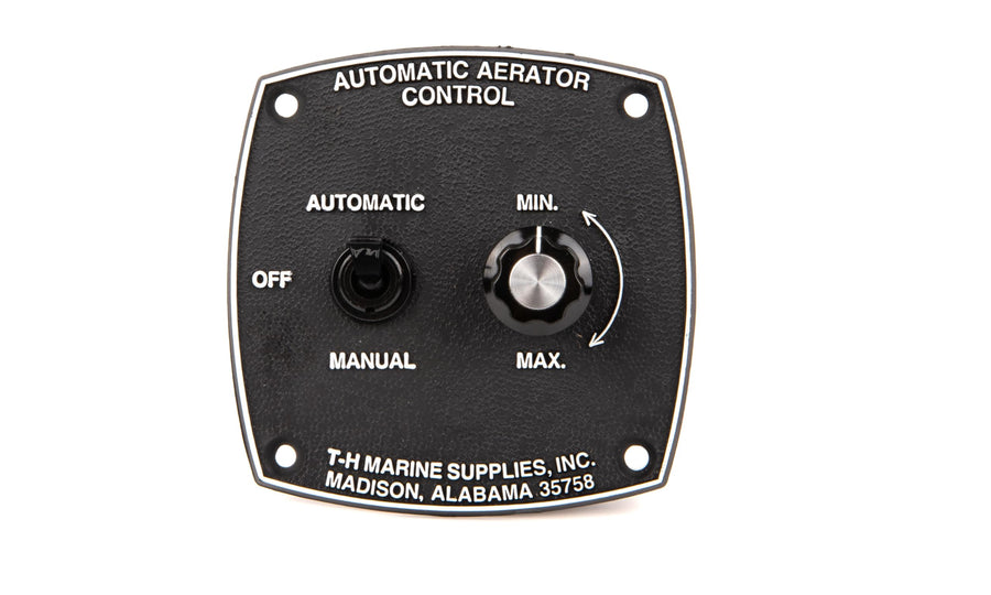T-H Marine Aerator Control Panel Mount - Waterproof Solid-State Automatic Livewell Timer Switch for Aerator Pumps - Adjustable 1-10 Min Off Delay, 45 Sec On Cycle, 10A