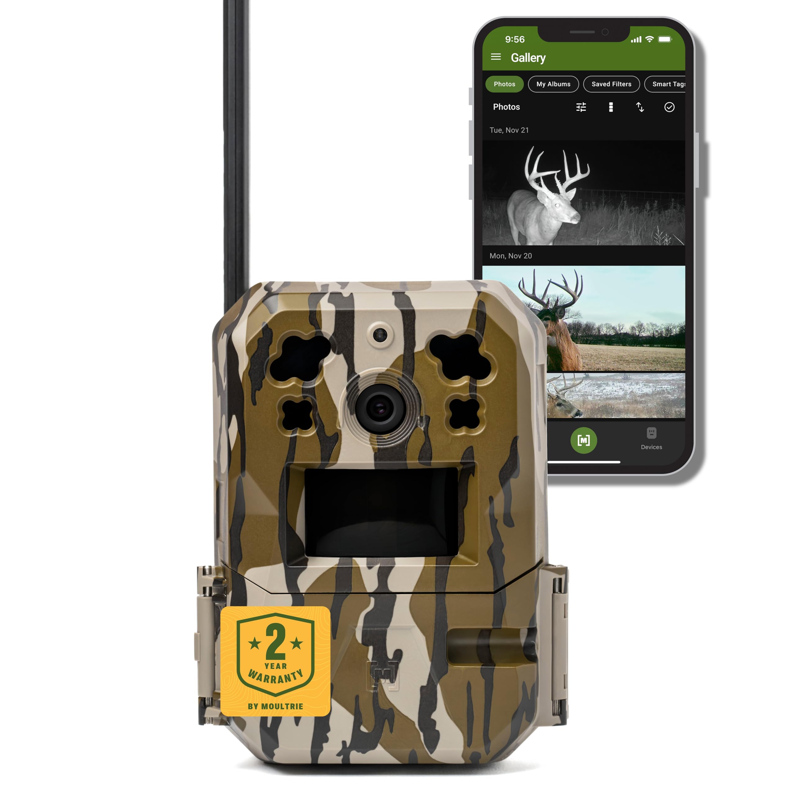 Moultrie Cellular Trail Camera Edge Pro - Auto Connect, Nationwide Coverage, False Trigger Elimination Tech,1080p Video with HD Audio, 100ft Detection Range