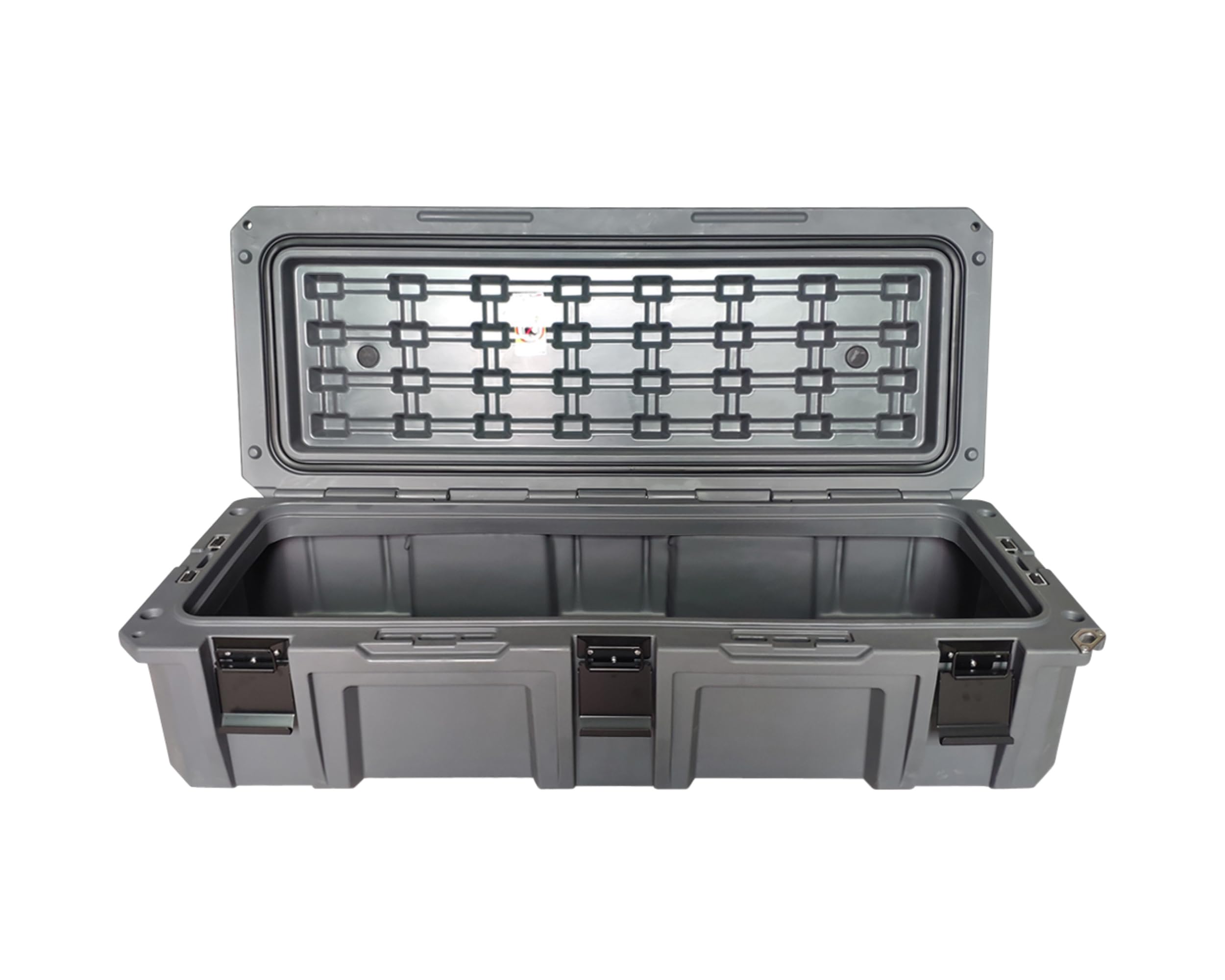 D.B.S. Overland Vehicle Systems 117 QT Dry Box Storage with Drain and Bottle Opener | Dark Grey | Waterproof Sealing | Heavy Duty Latches | 40100021