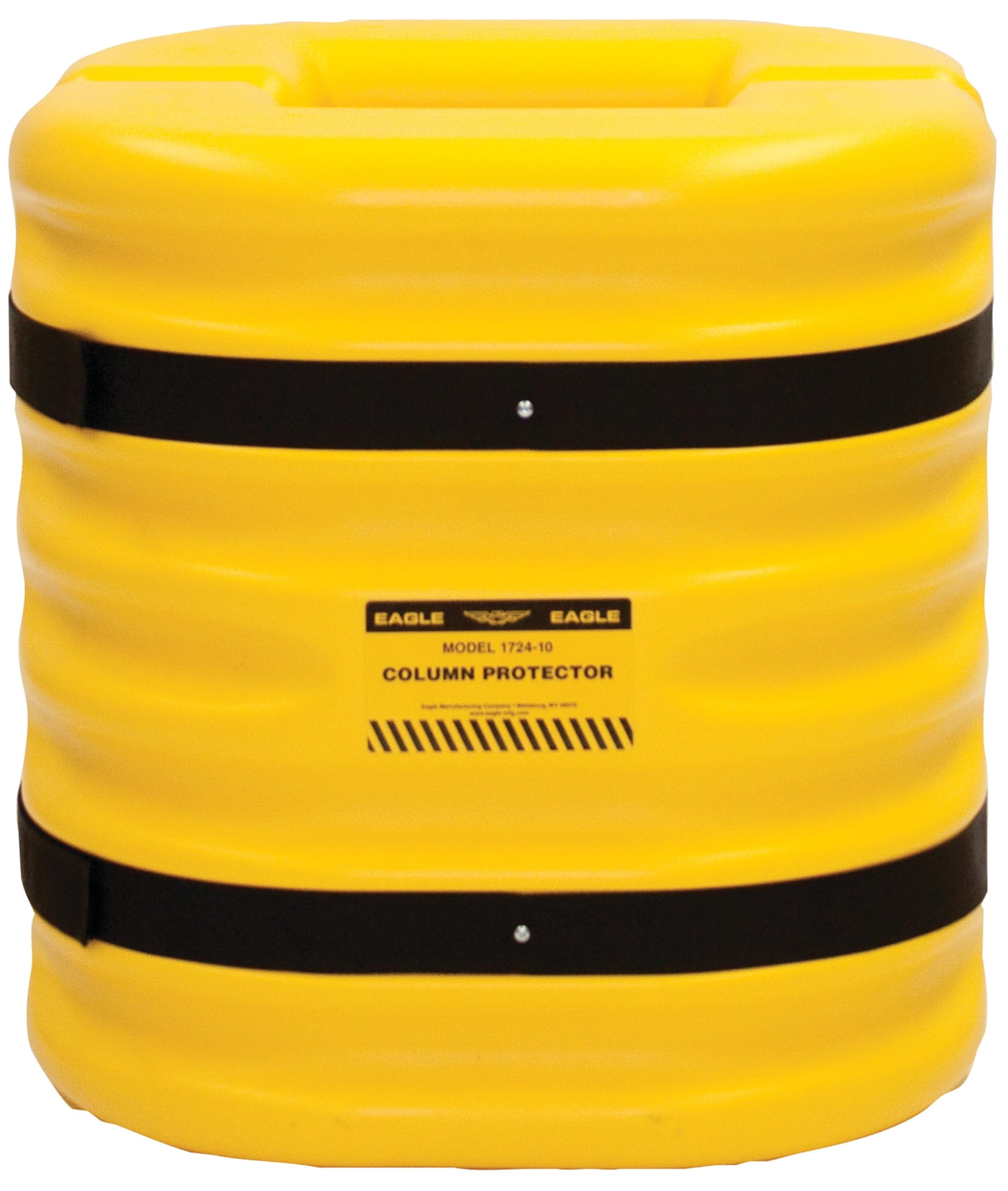 Plastic Eagle Column Protector for 10" Square Column with Interlocking Halves and Easy-Install Straps, 24" x 24" x 24", High-Density Polyethylene (HDPE), Made in The USA, Yellow, 172410