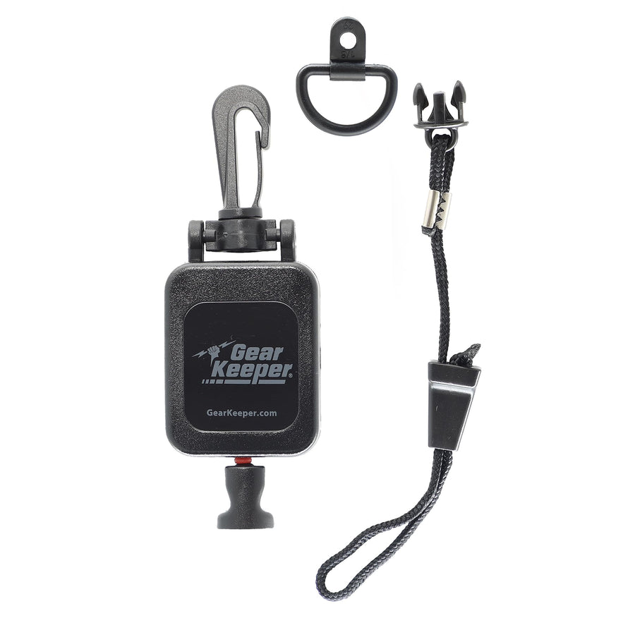 Gear Keeper Microphone Keeper CB Radio - Retractable Mic Holder With Heavy Duty Snap Clip Mount for Truck Radio - CB Radio Accessories With Lanyard & Mounting Hardware - Made in USA (Black)