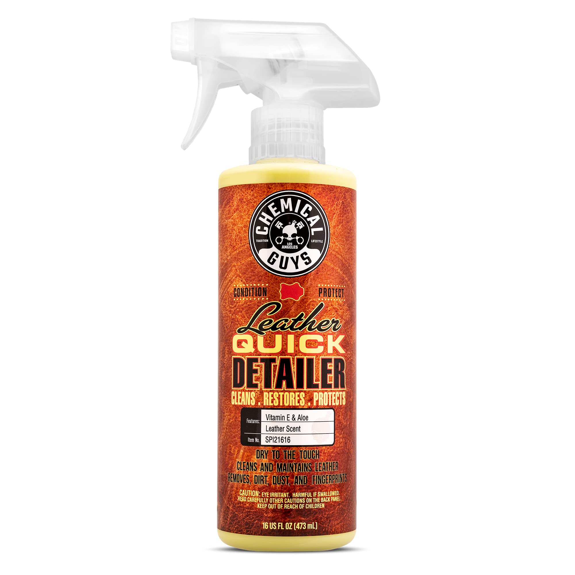 Leather Quick Detailer Chemical Guys - Interior Cleaner and Conditioner for Natural, Synthetic, Pleather, and More, Safe for Car Seats, Furniture, Apparel, Shoes & Boots, Leather Scented - 16 fl oz