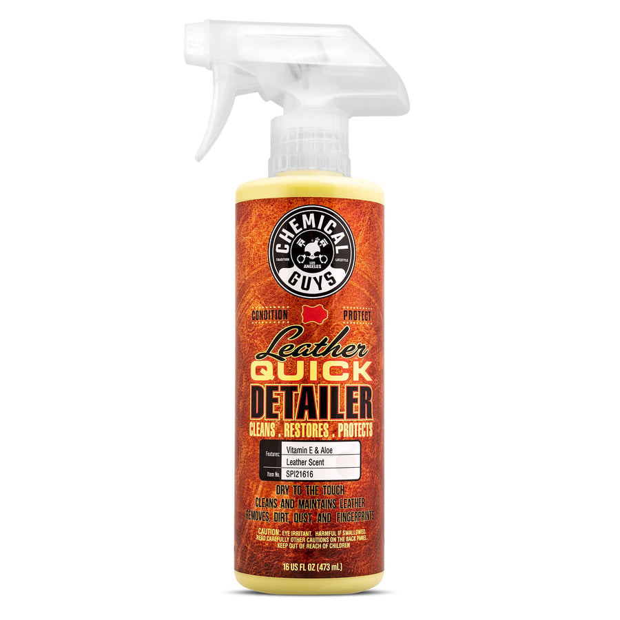Leather Quick Detailer Chemical Guys - Interior Cleaner and Conditioner for Natural, Synthetic, Pleather, and More, Safe for Car Seats, Furniture, Apparel, Shoes & Boots, Leather Scented - 16 fl oz