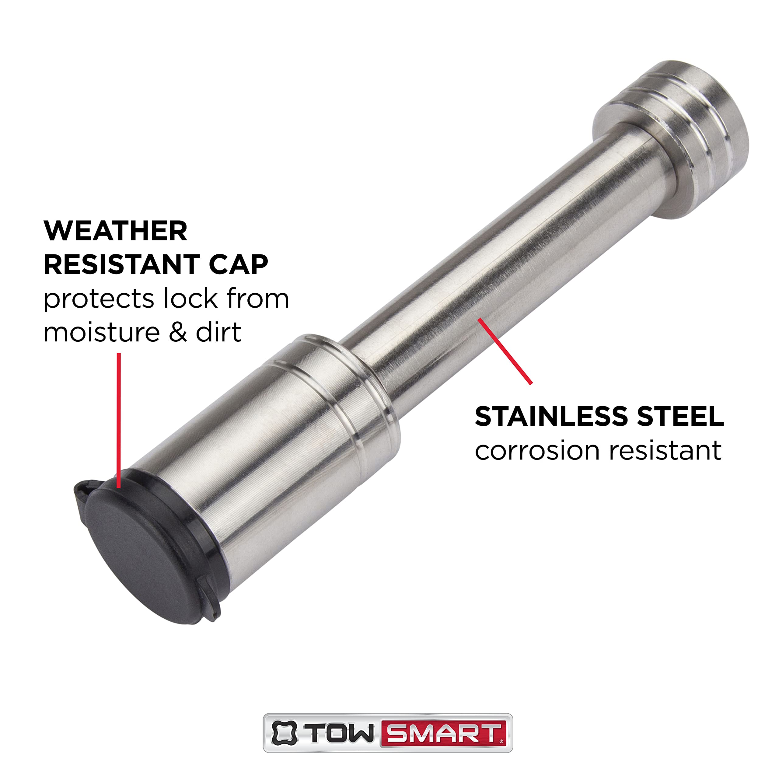 Stainless Steel TOWSMART Barrel Style Trailer Hitch Lock, 1/2 in. Diameter Pin with 5/8 in. Sleeve, Fits 1-1/4 in. and 2 in. Receivers