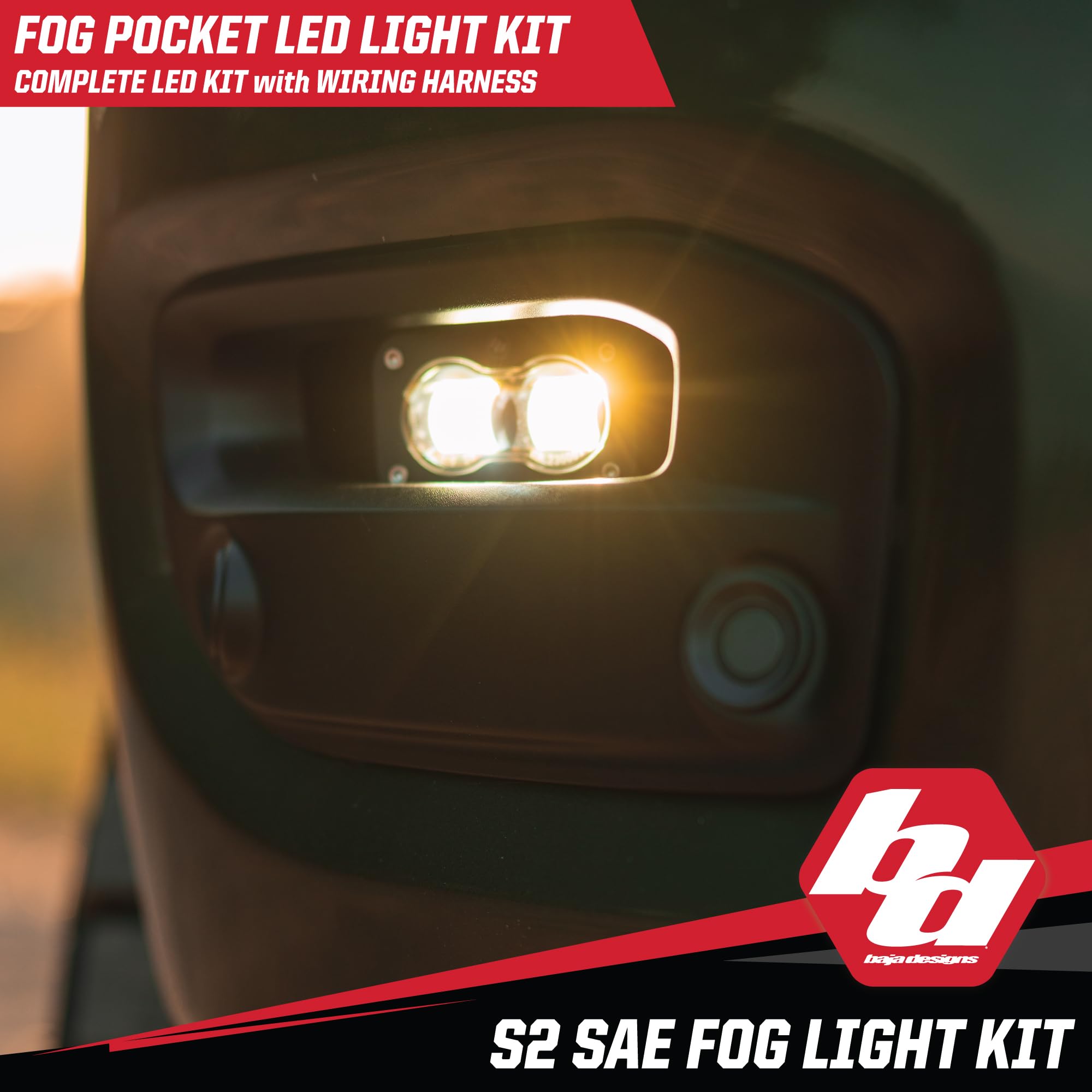 Baja Designs S2 LED Fog Pocket Light Kit for Dodge Ram 2500/3500 2019+ Truck - Amber Lens