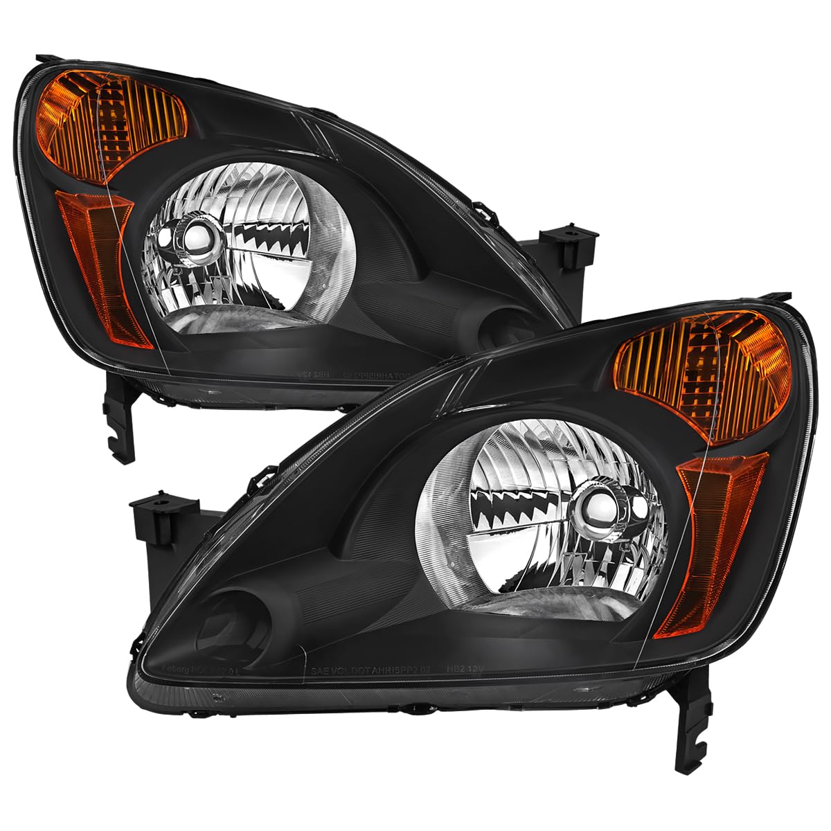 Replacement SPEC-D TUNING Black Headlights Compatible with 2002-2004 Honda CR-V CRV Left + Right Head Lamps Assembly
