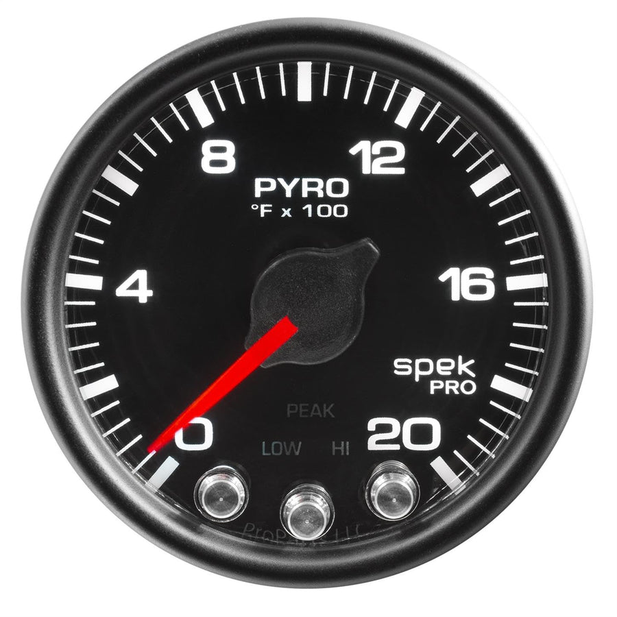 AutoMeter Gauge P31032 Pyrometer (EGT) (Spek-Pro 2 1/16", 2000ºf, Stepper Motorwith Peak & Warn, Blk/Blk, Spek-Pro)