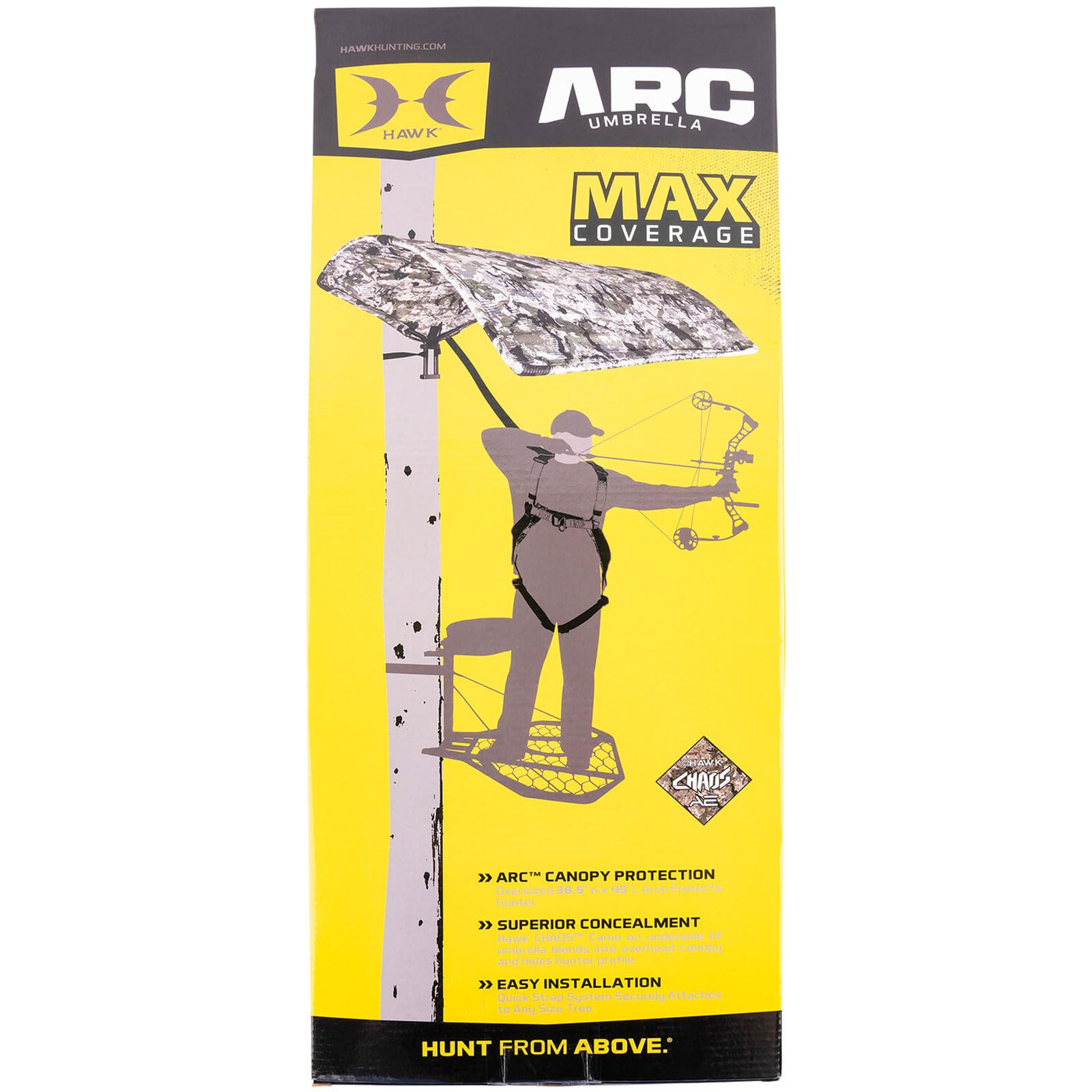 Hawk Hunting ARC Umbrella | Durable Archery Concealing Camo Easy Install Lightweight Weatherproof 38.5" W x 45" L Umbrella for Any Size Tree | Carry Bag Included