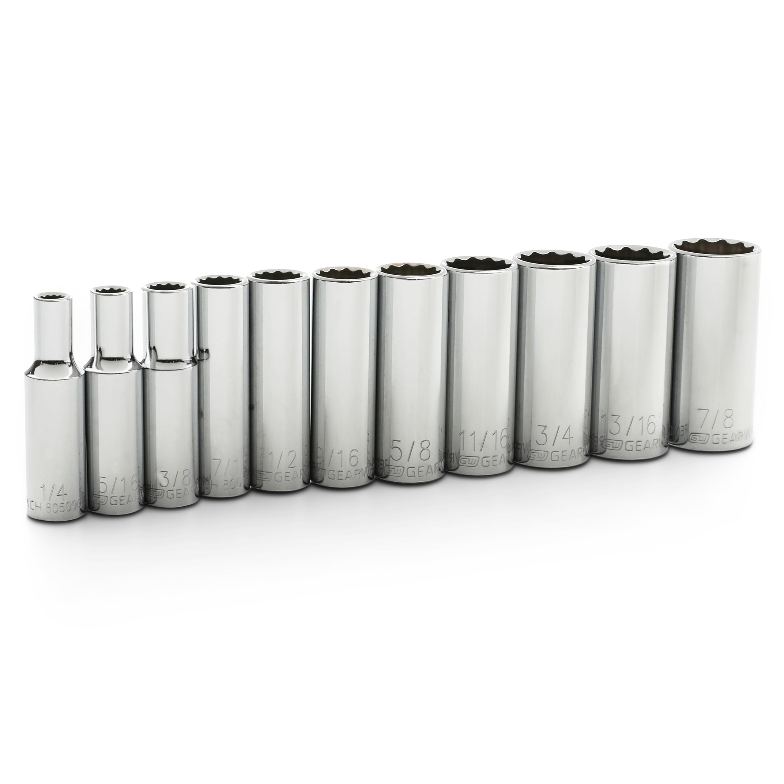 11 Pc. GEARWRENCH 3/8" Drive 12 Pt. Deep Socket Set, SAE - 80563