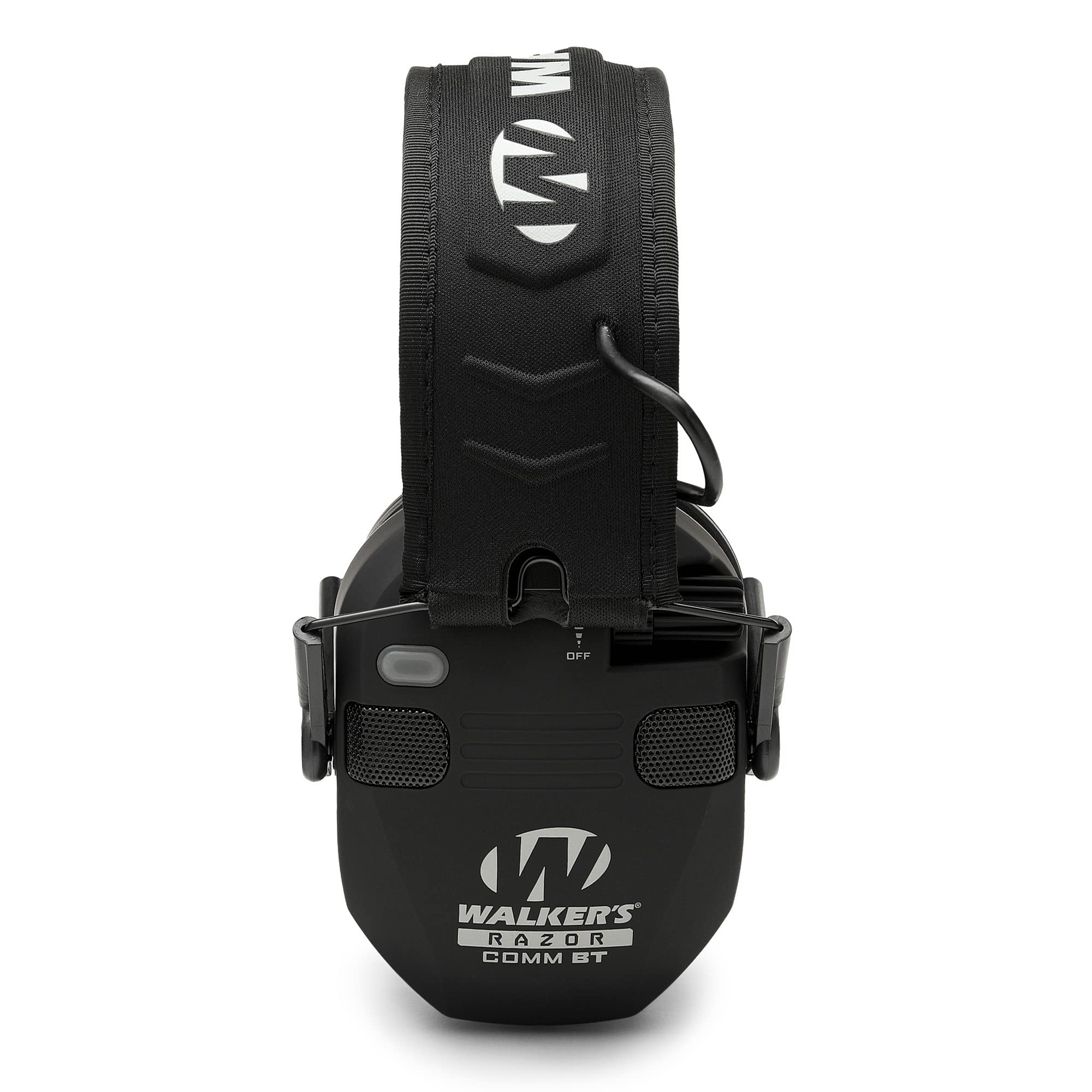 WALKER'S Quad Electronic Razor Muff w/ Bluetooth | 4 Mics 360-Degree Sound Capture 23dB NRR Hearing Protection Range Shooting Earmuffs w/ 2 AAA Batteries, Black