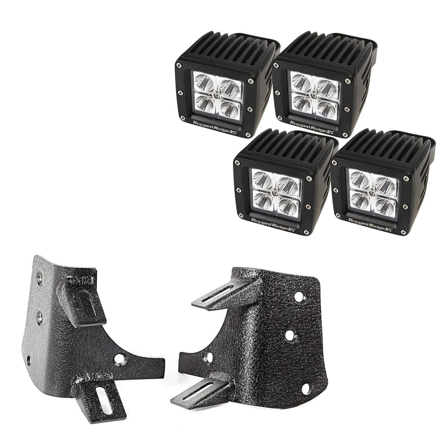 Light Kit Rugged Ridge for Jeep Wrangler TJ/LJ | Dual A-Pillar, 3", Square | 11232.38 | Fits 1997-2006 Jeep Wrangler TJ/LJ