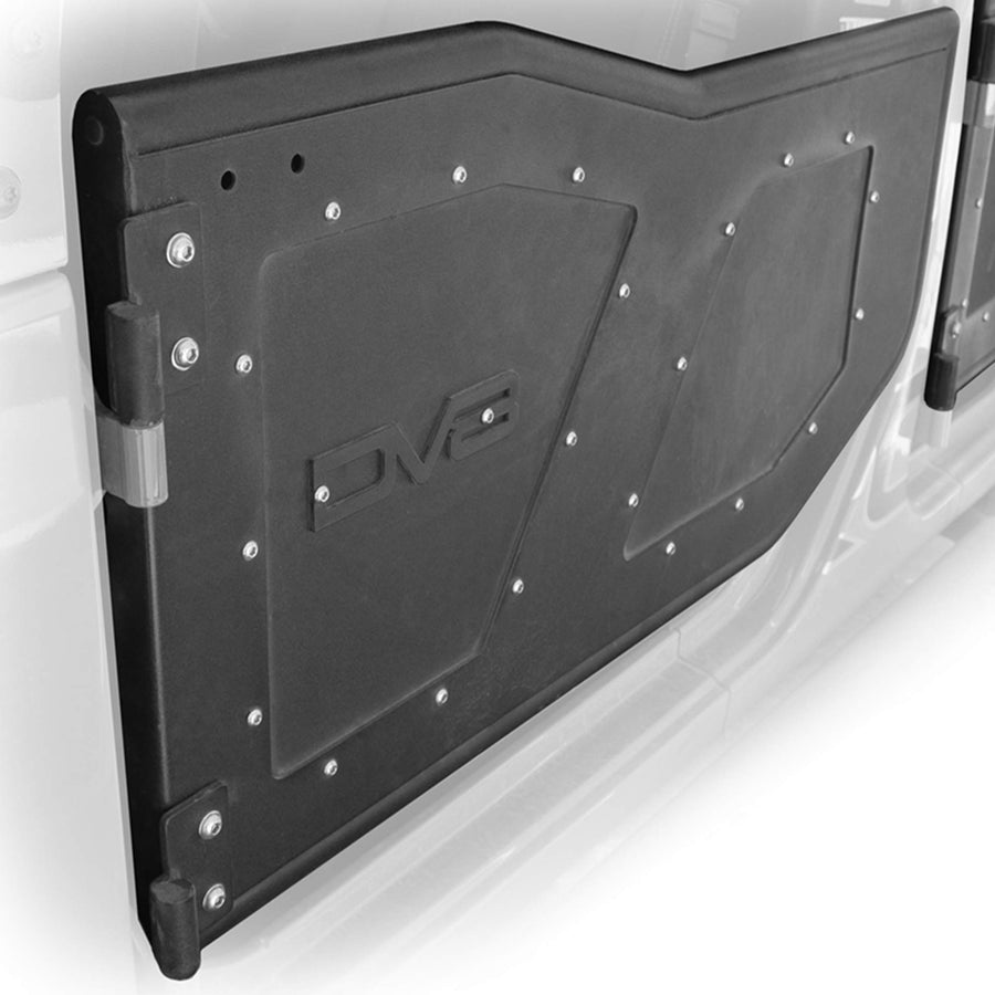 Front Rock Doors DV8 Offroad for The 2007-2017 Jeep Wrangler JK | Latches | Paintable | Black Finish | Simple and Easy Install | Limit Straps | Front Set