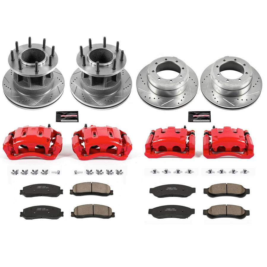 Power Stop Z23 KC6527 Evolution Front and Rear Caliper Kit-Drilled/Slotted Rotors, Carbon Ceramic Brake Pads & Calipers For Ford F-350 Super Duty 2012 [Model Specific]