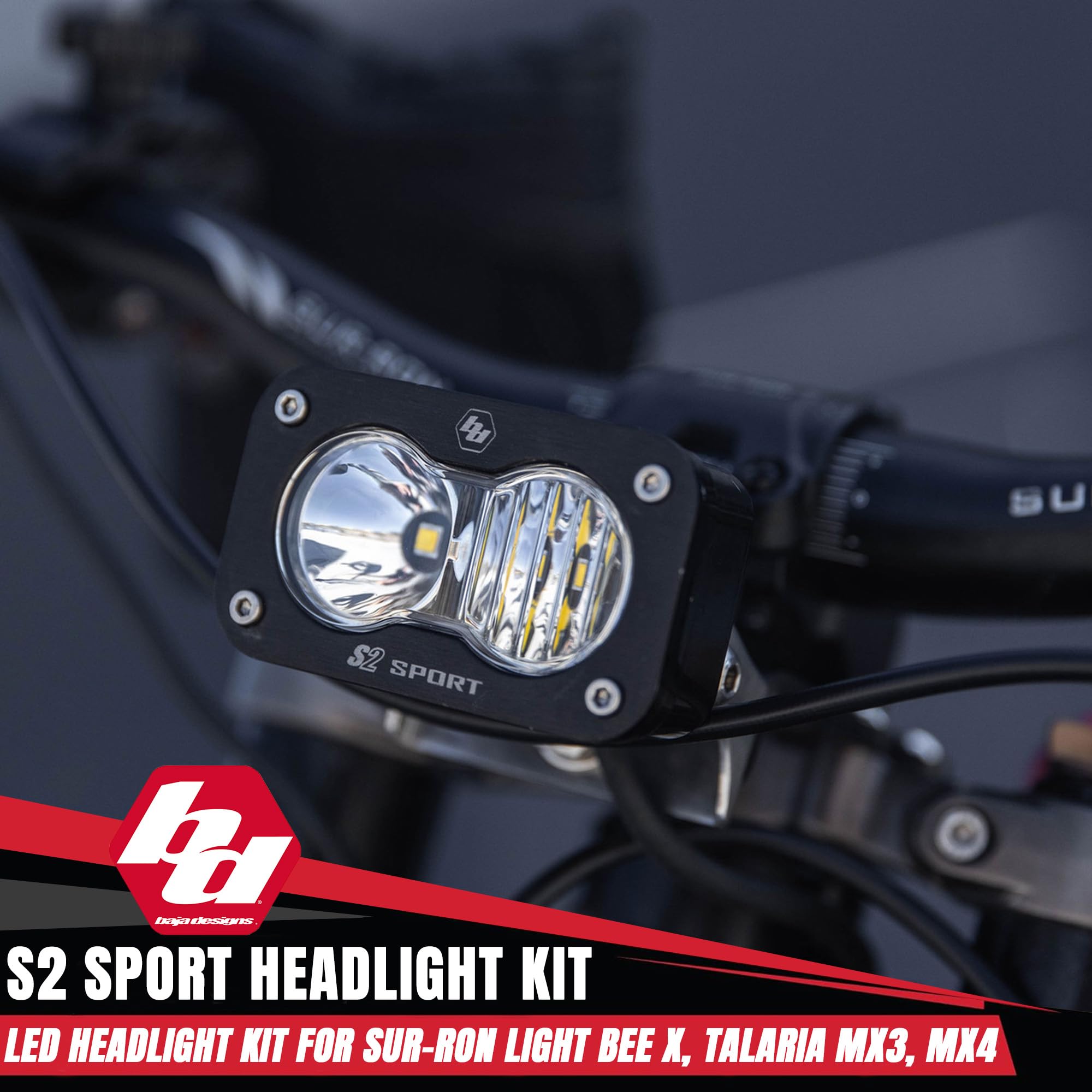 S2 Sport Baja Designs Headlight Kit for Sur-Ron Light Bee X and Talaria MX3/MX4 (Driving Combo; Clear)