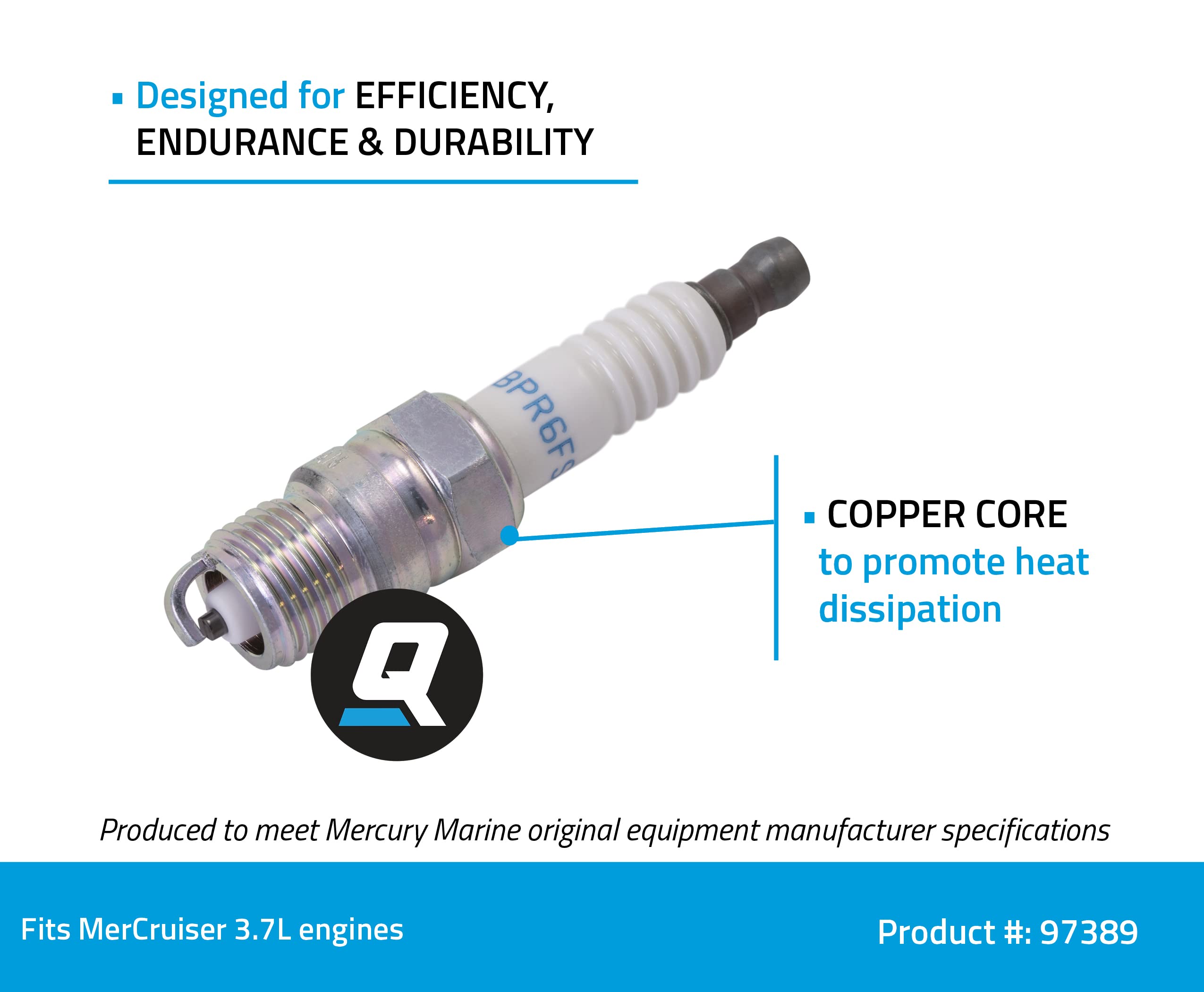 NGK BPR6FS Quicksilver Standard Spark Plug, 1-Pack