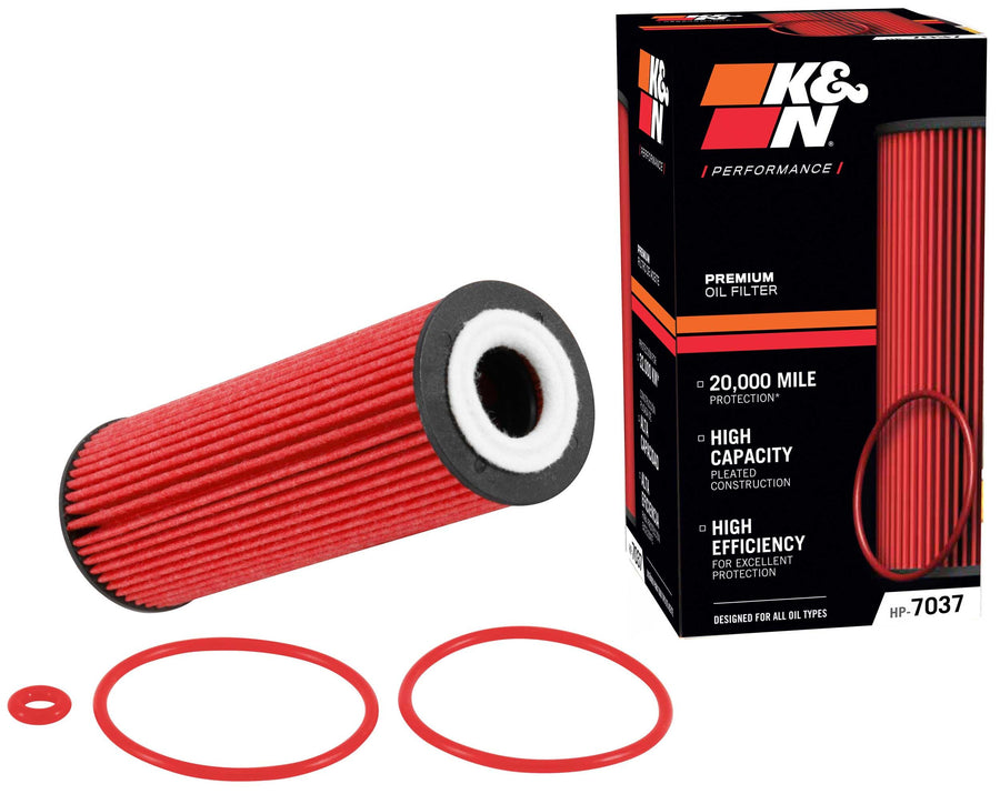 K&N Oil Filter Premium: 20,000 Mile Engine Protection, High Capacity/High Efficiency: Compatible with 2015-2025 FORD/LINCOLN (See Product Description for Select Models), HP-7037