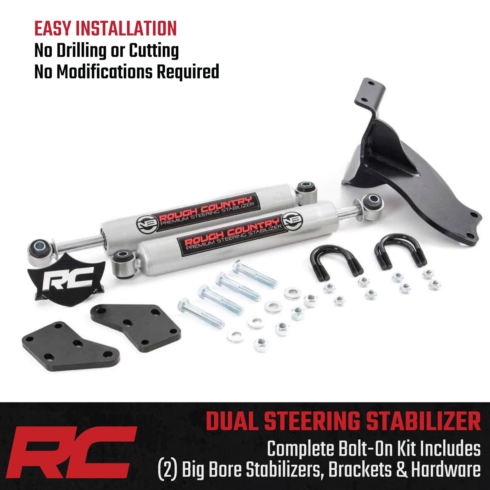 Rough Country Dual N3 Steering Stabilizer for 14-24 Ram 2500/3500 4WD - 8749430