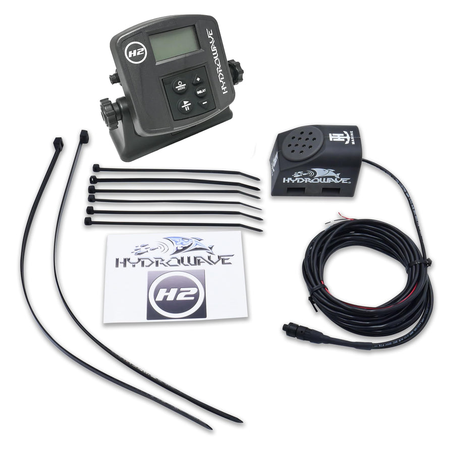 HydroWave H2 Fish Feeding Stimulator System Package - Waterproof Fishing Sound Device with 16-Bit Sound Quality, Underwater Sound Patterns Attract Bass, Crappie, Walleye - Black