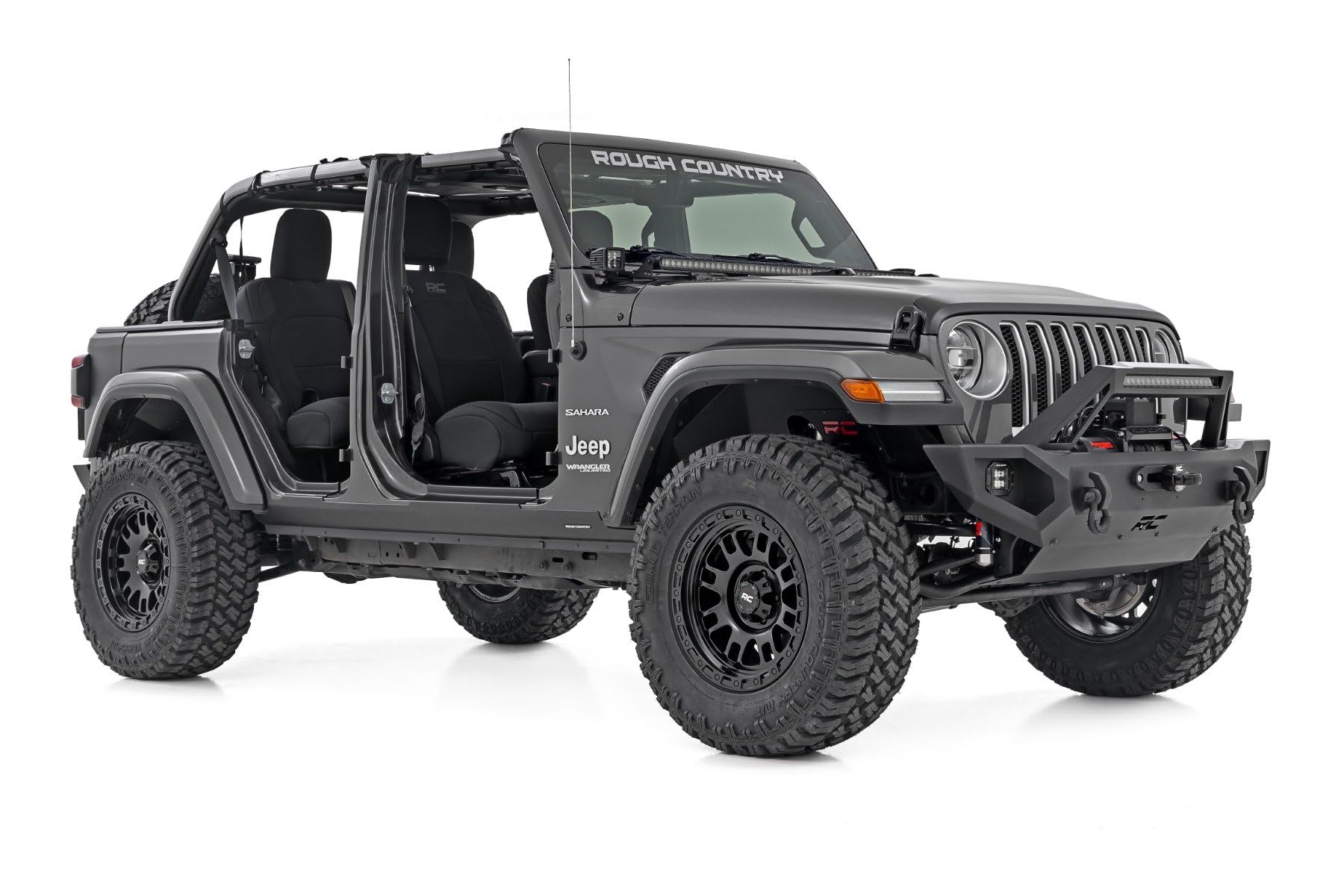 Front Hood Protector Rough Country for Jeep Wrangler JL/Unlimited (2018-2025) - High-Density Thermoplastic, UV-Resistant, Easy Install Trail Cladding